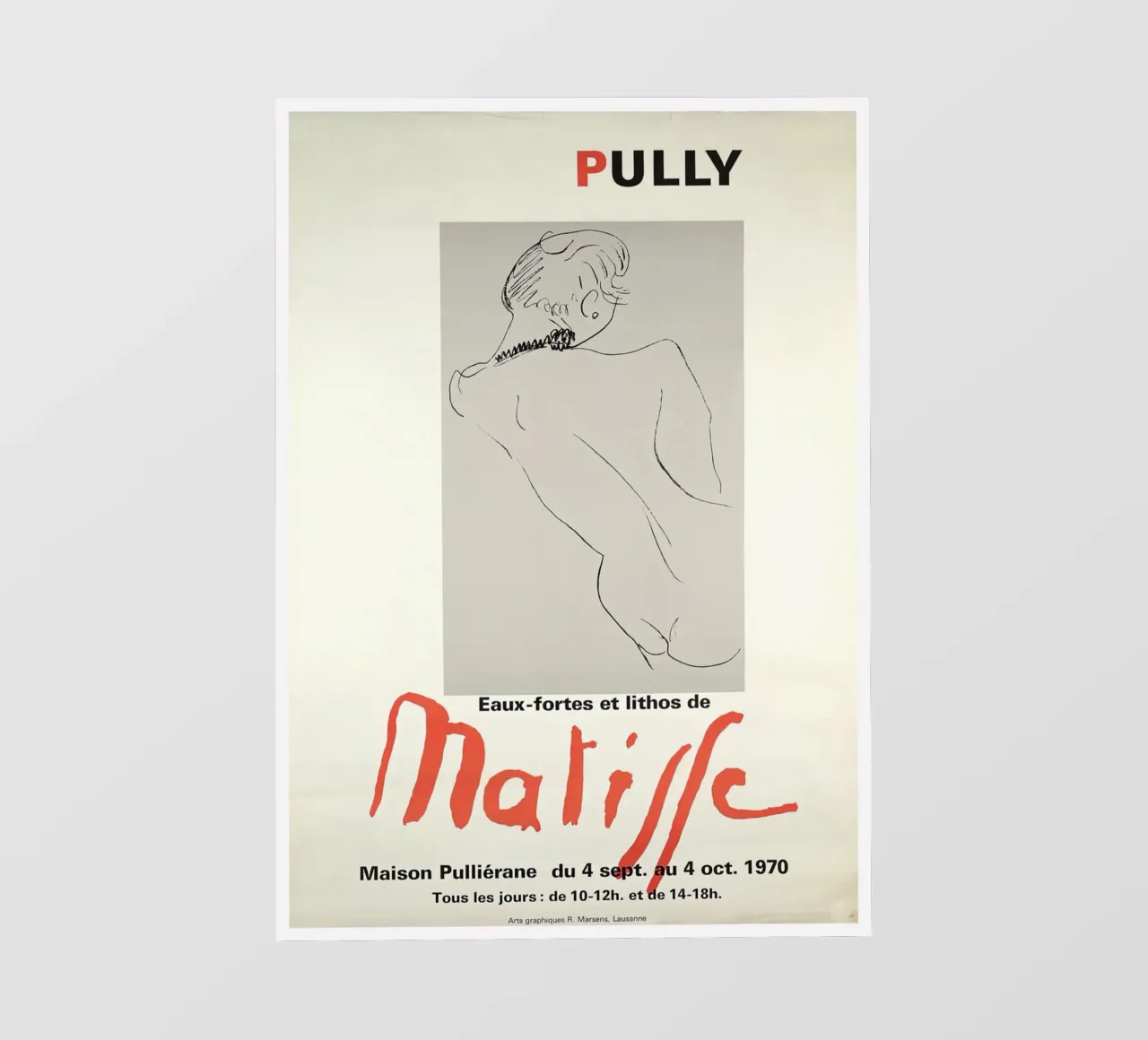 Manifesto della mostra di Matisse "Eaux-fortes et lithos" a Pully pellicola backlit da homdeco