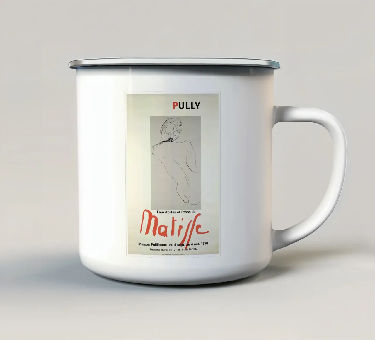 Manifesto della mostra di Matisse "Eaux-fortes et lithos" a Pully tazza in smalto da homdeco