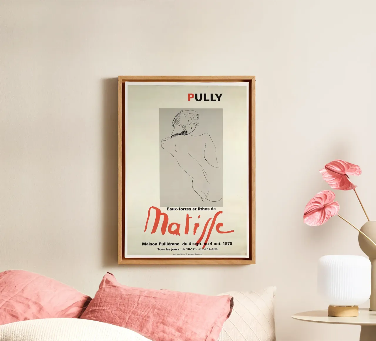Manifesto della mostra di Matisse "Eaux-fortes et lithos" a Pully tela con Cornice a cassetta da homdeco