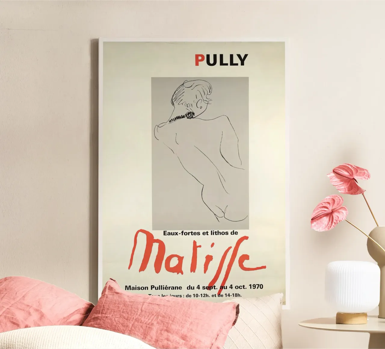 Manifesto della mostra di Matisse "Eaux-fortes et lithos" a Pully tela con Cornice a cassetta da homdeco