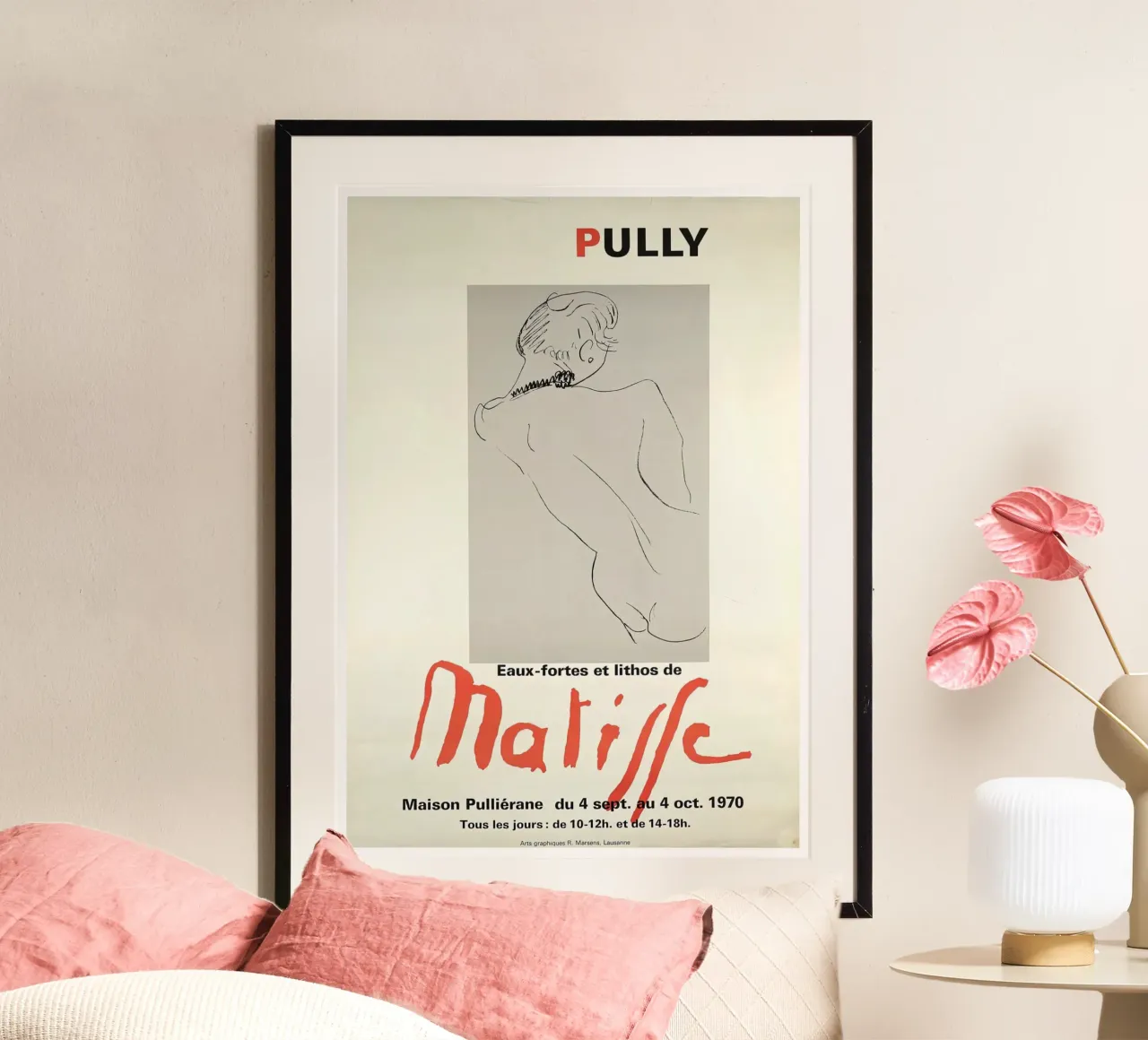 Manifesto della mostra di Matisse "Eaux-fortes et lithos" a Pully poster con telaio in plastica da homdeco