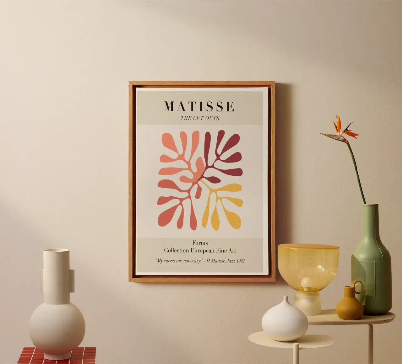 Matisse "The Cut-Outs" Forms - Abstract Botanical Art canvas with Floater frame by homdeco