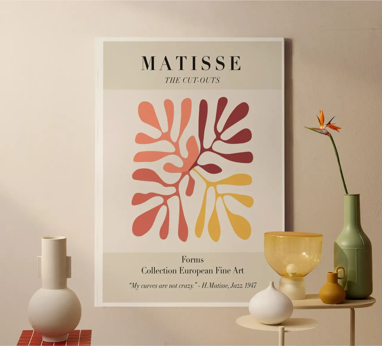 Matisse "The Cut-Outs" Forms - Abstract Botanical Art canvas with Floater frame by homdeco