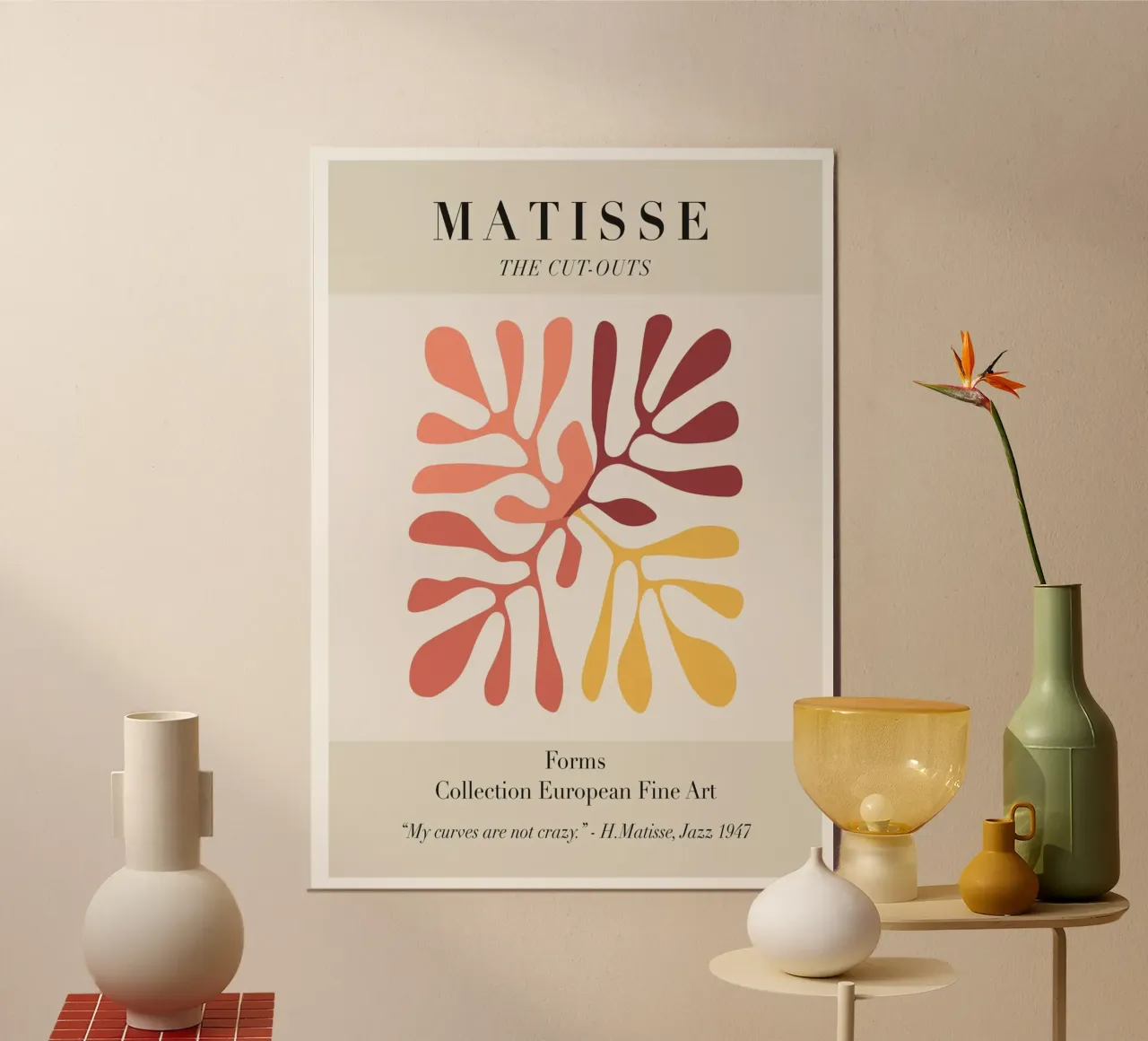 Matisse "The Cut-Outs" Forms - Abstract Botanical Art poster with plastic frame by homdeco