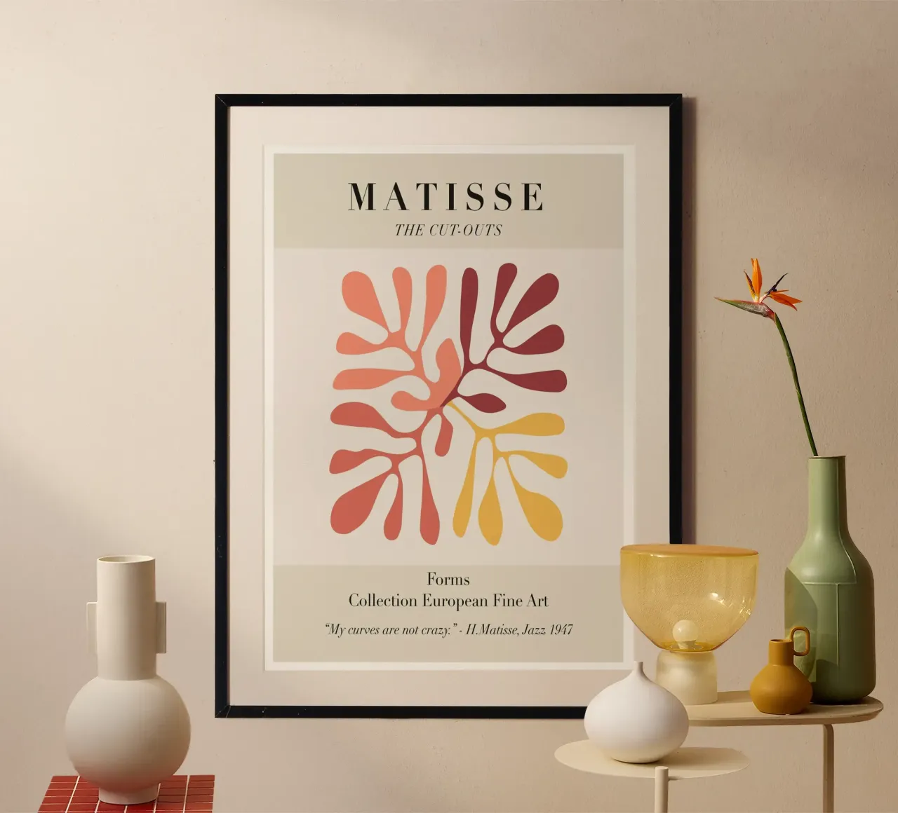 Matisse "The Cut-Outs" Forms - Abstract Botanical Art poster with plastic frame by homdeco