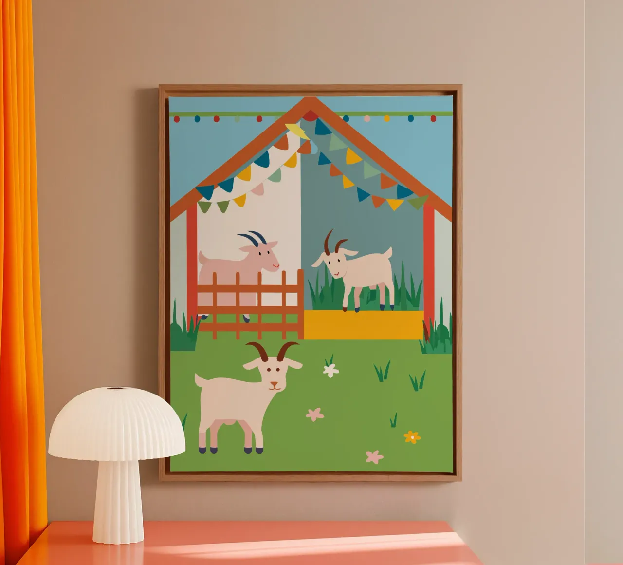 Goat Farming canvas with Floater frame by CUTE ANIMALS