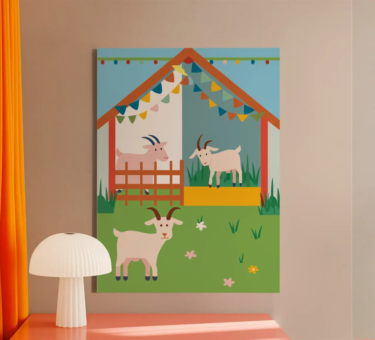 Goat Farming canvas with Floater frame by CUTE ANIMALS