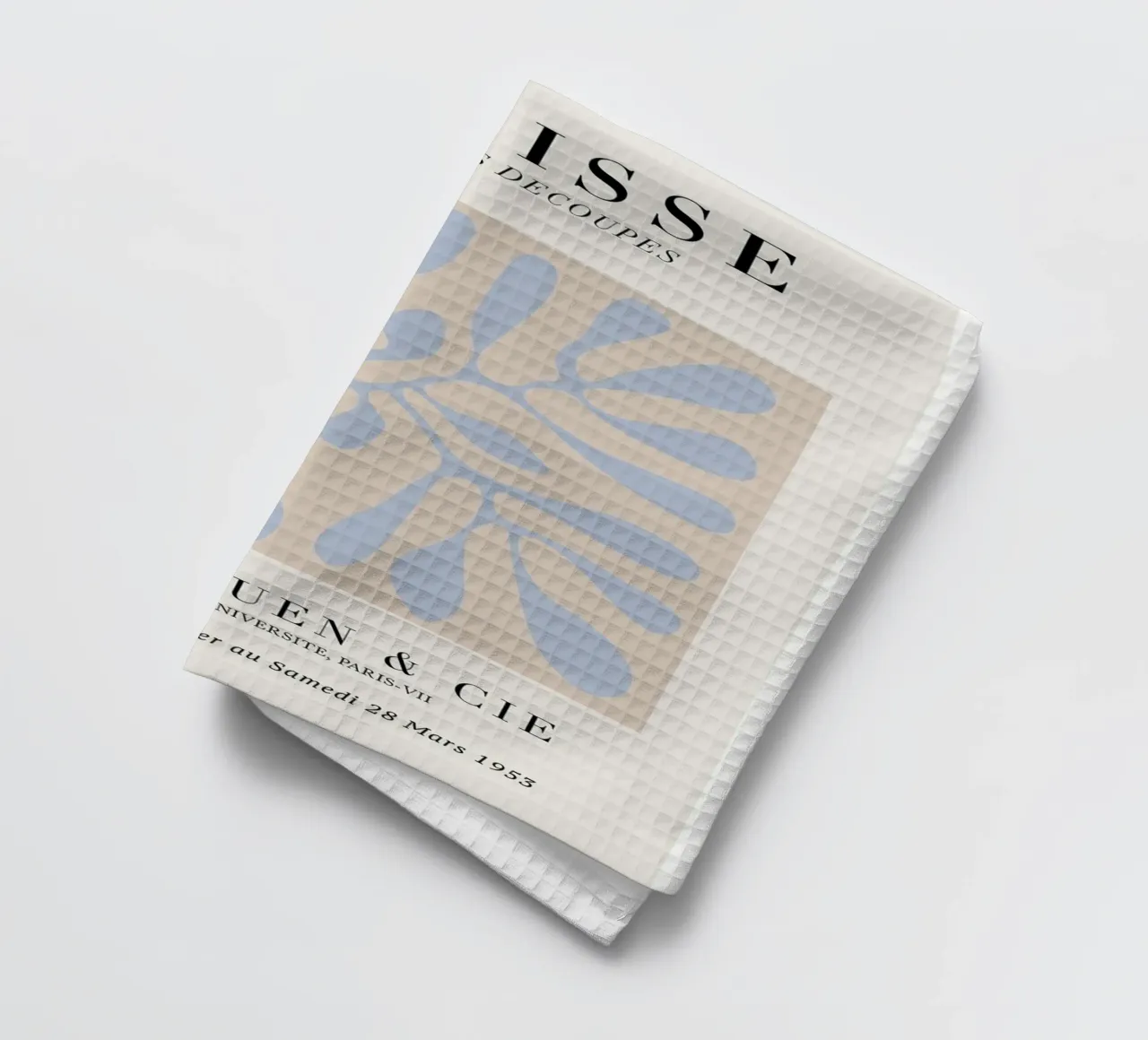 Matisse "Papiers Découpés" Blue & Beige Abstract Forms tea towel by homdeco