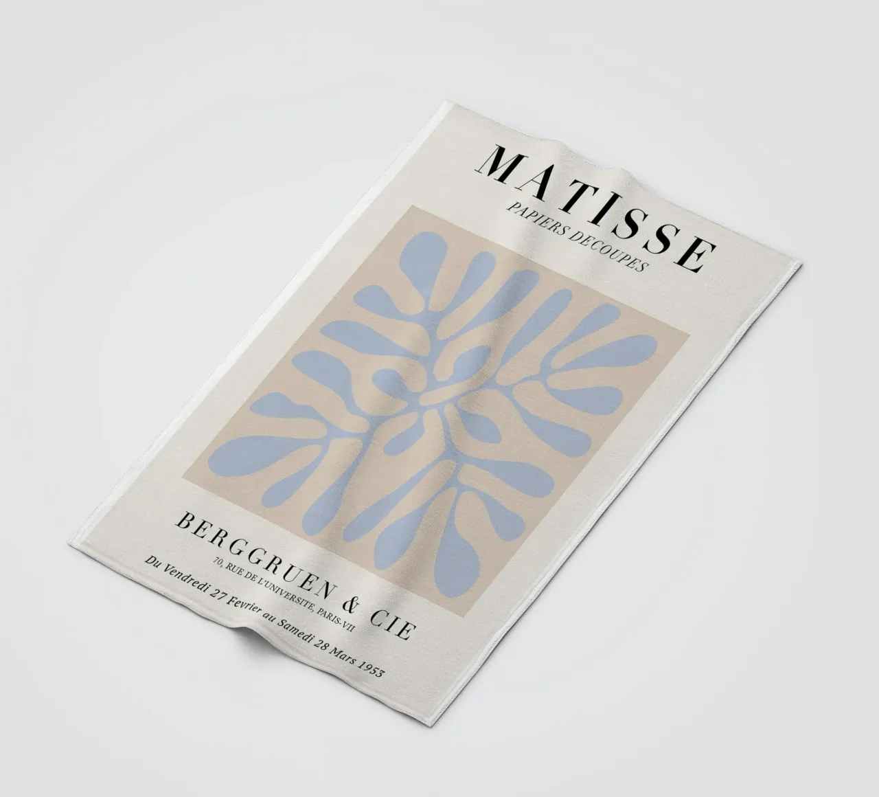 Matisse "Papiers Découpés" Blue & Beige Abstract Forms fleece blanket by homdeco