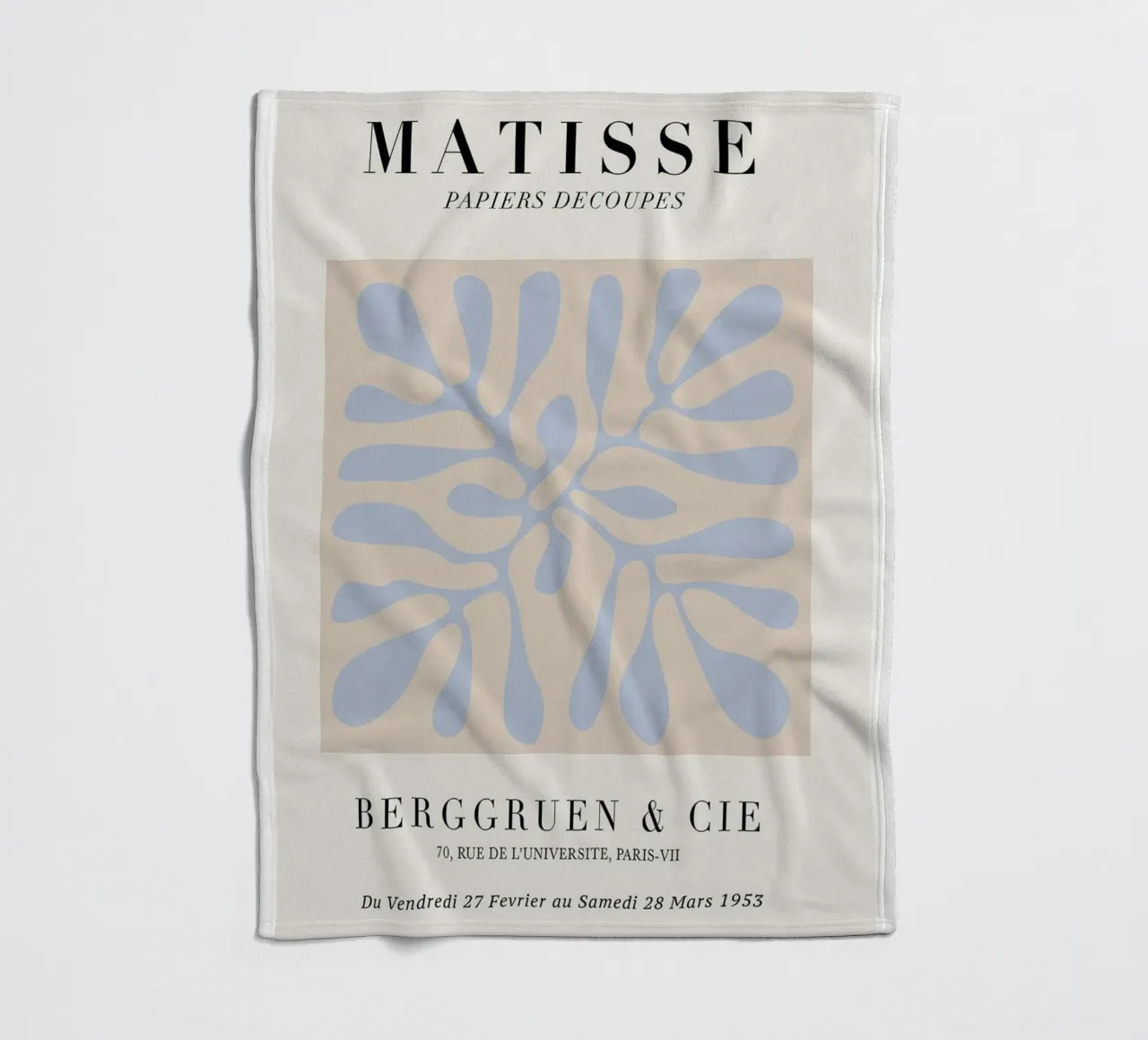 Matisse "Papiers Découpés" Blue & Beige Abstract Forms fleece blanket by homdeco