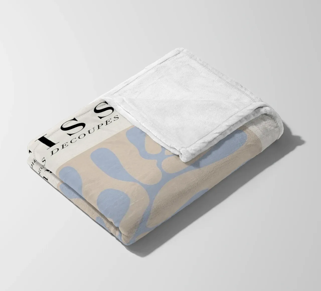 Matisse "Papiers Découpés" Blue & Beige Abstract Forms fleece blanket by homdeco