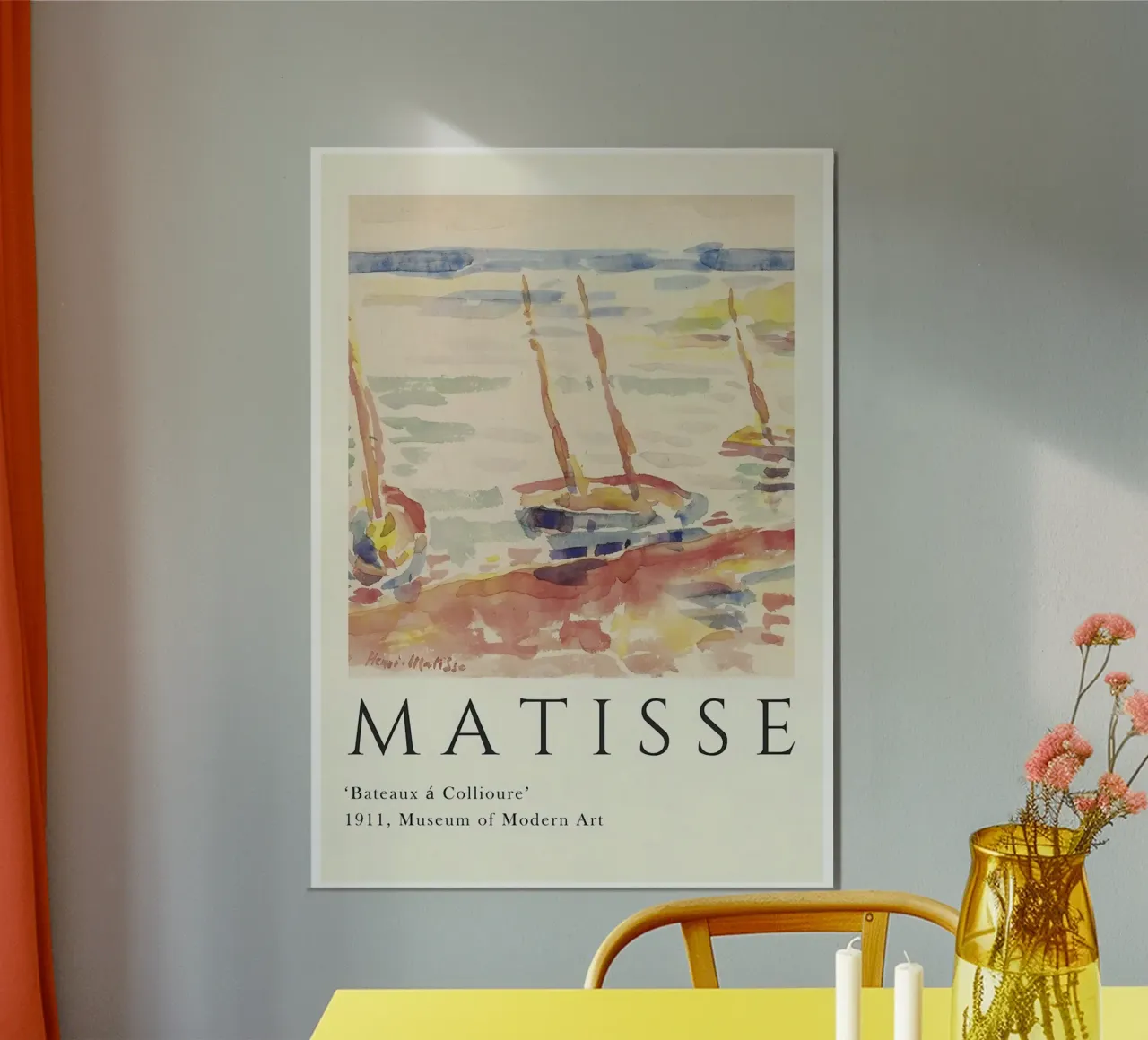 Matisse "Boote in Collioure" Fauvist Seascape Print Poster mit Aluminium Rahmen von homdeco