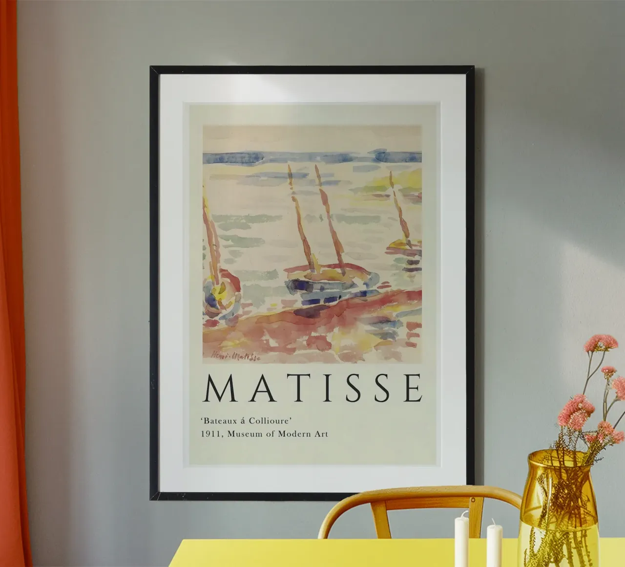 Matisse "Boote in Collioure" Fauvist Seascape Print Poster mit Aluminium Rahmen von homdeco