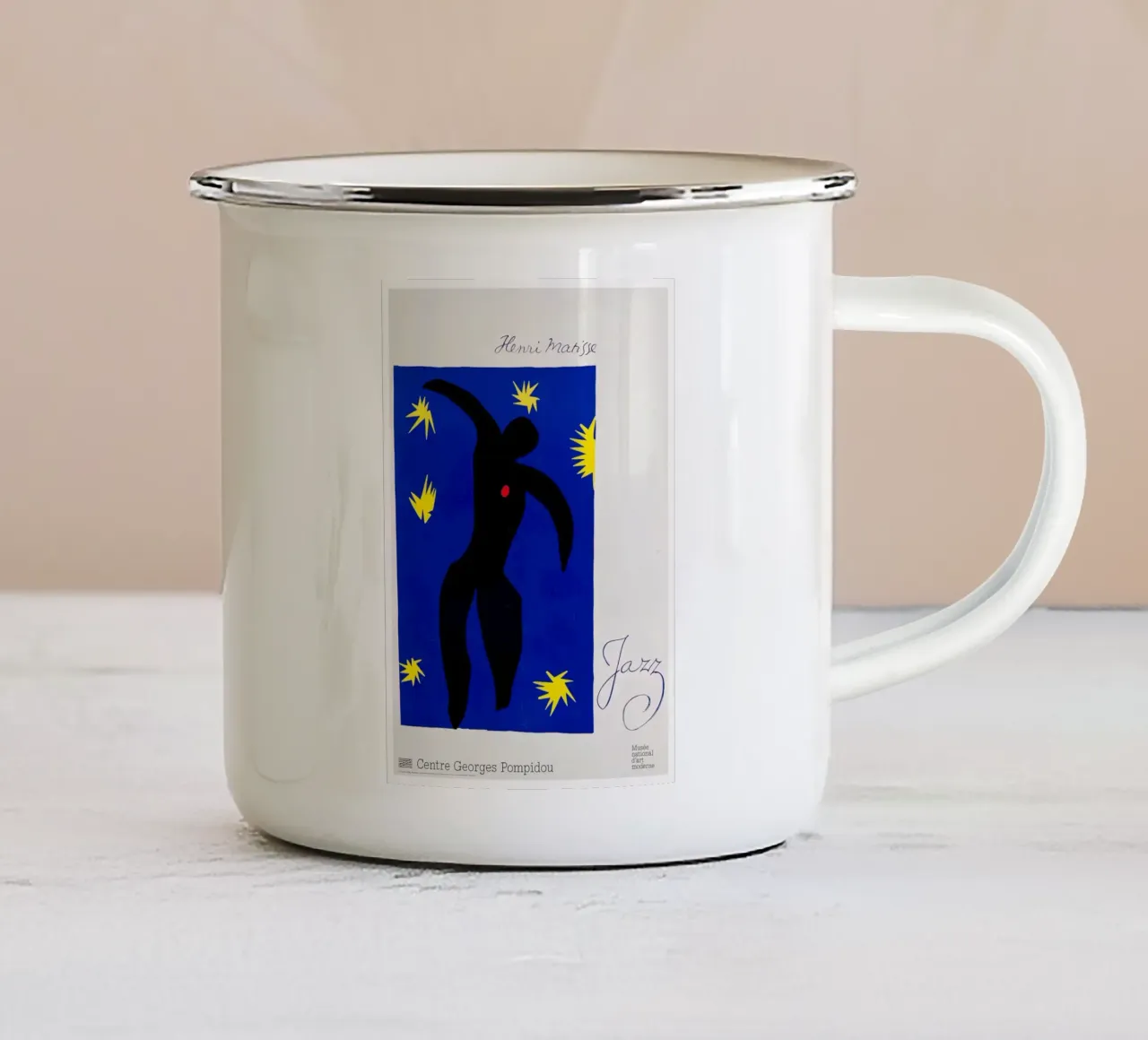 Matisse Jazz - Georges Pompidou Abstract Figure Print enamel mug by homdeco