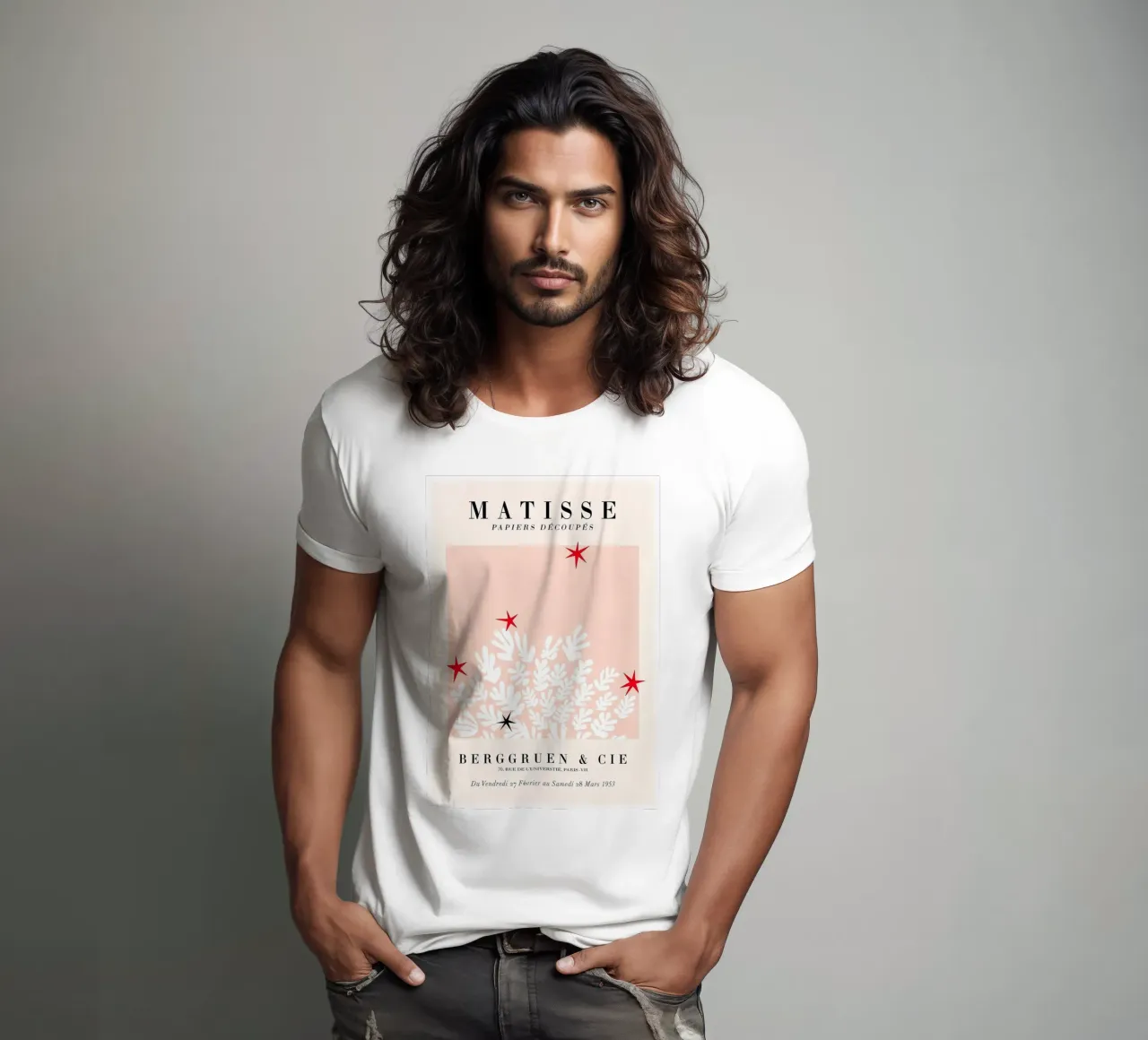 Matisse "Papiers Découpés" White Botanical Stars Print t-shirt by homdeco