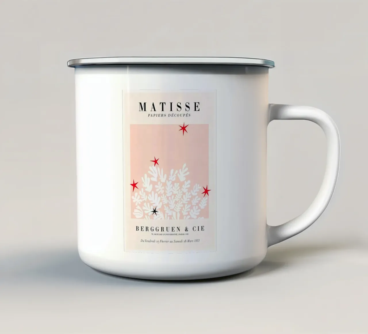 Stampa di stelle botaniche bianche "Papiers Découpés" di Matisse tazza in smalto da homdeco