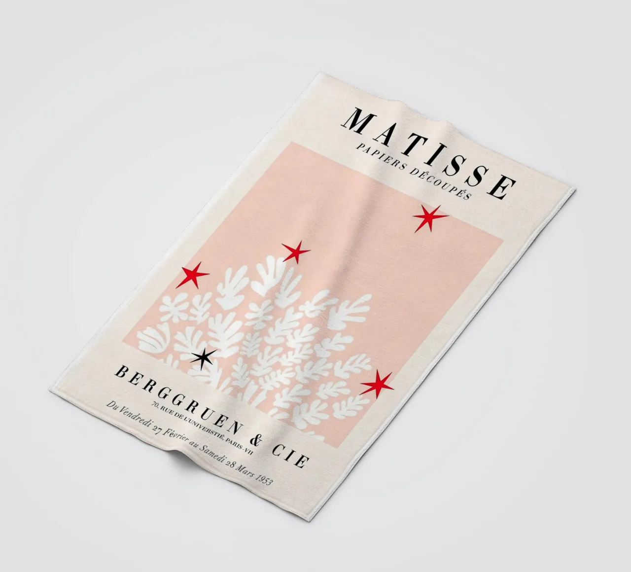 Matisse "Papiers Découpés" White Botanical Stars Print fleece blanket by homdeco