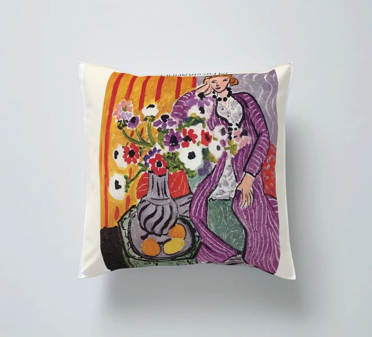 Matisse "Robe Violette et Anémones" 1937 Print decorative cushion by homdeco