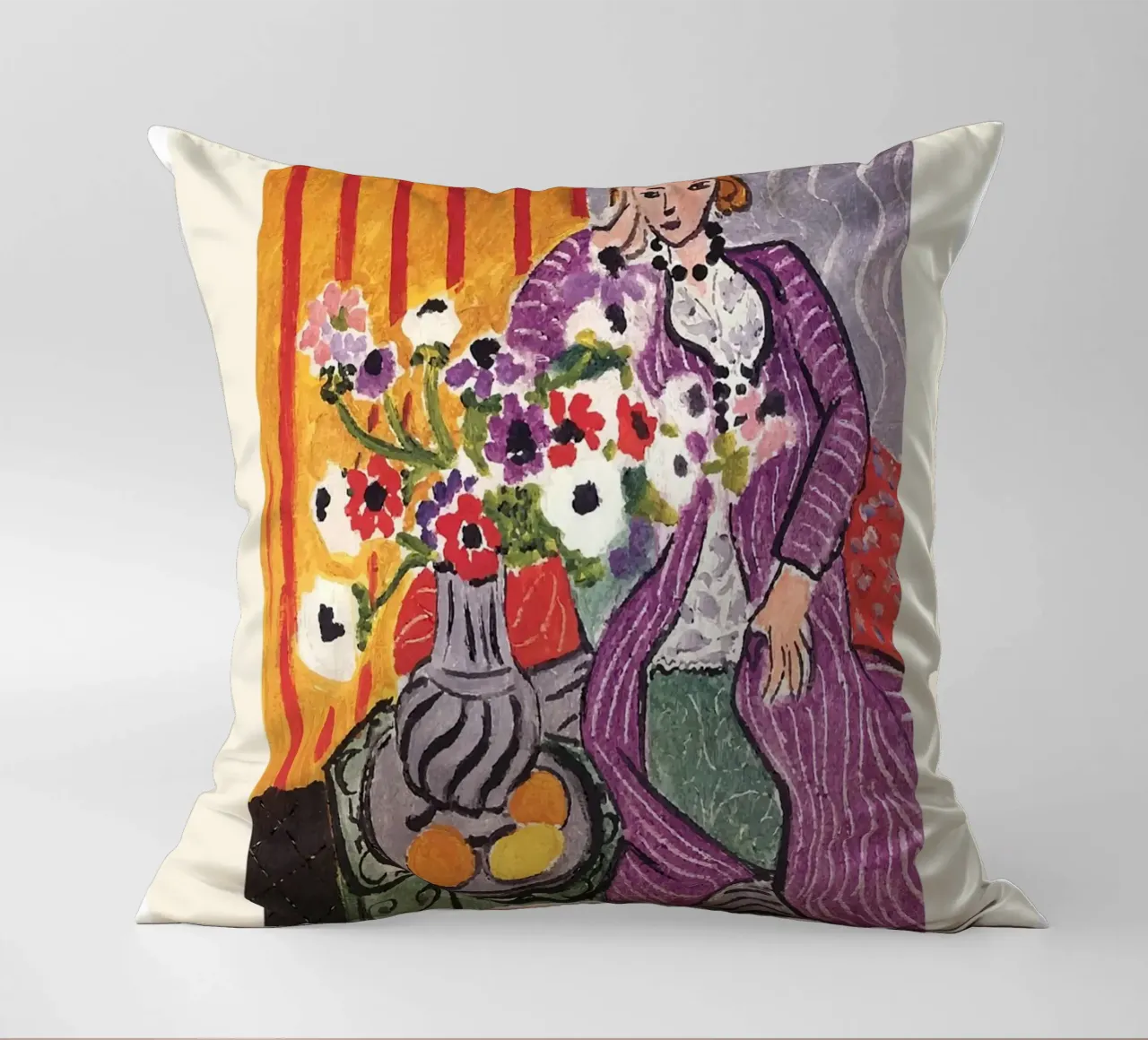 Matisse "Robe Violette et Anémones" 1937 Print decorative cushion by homdeco