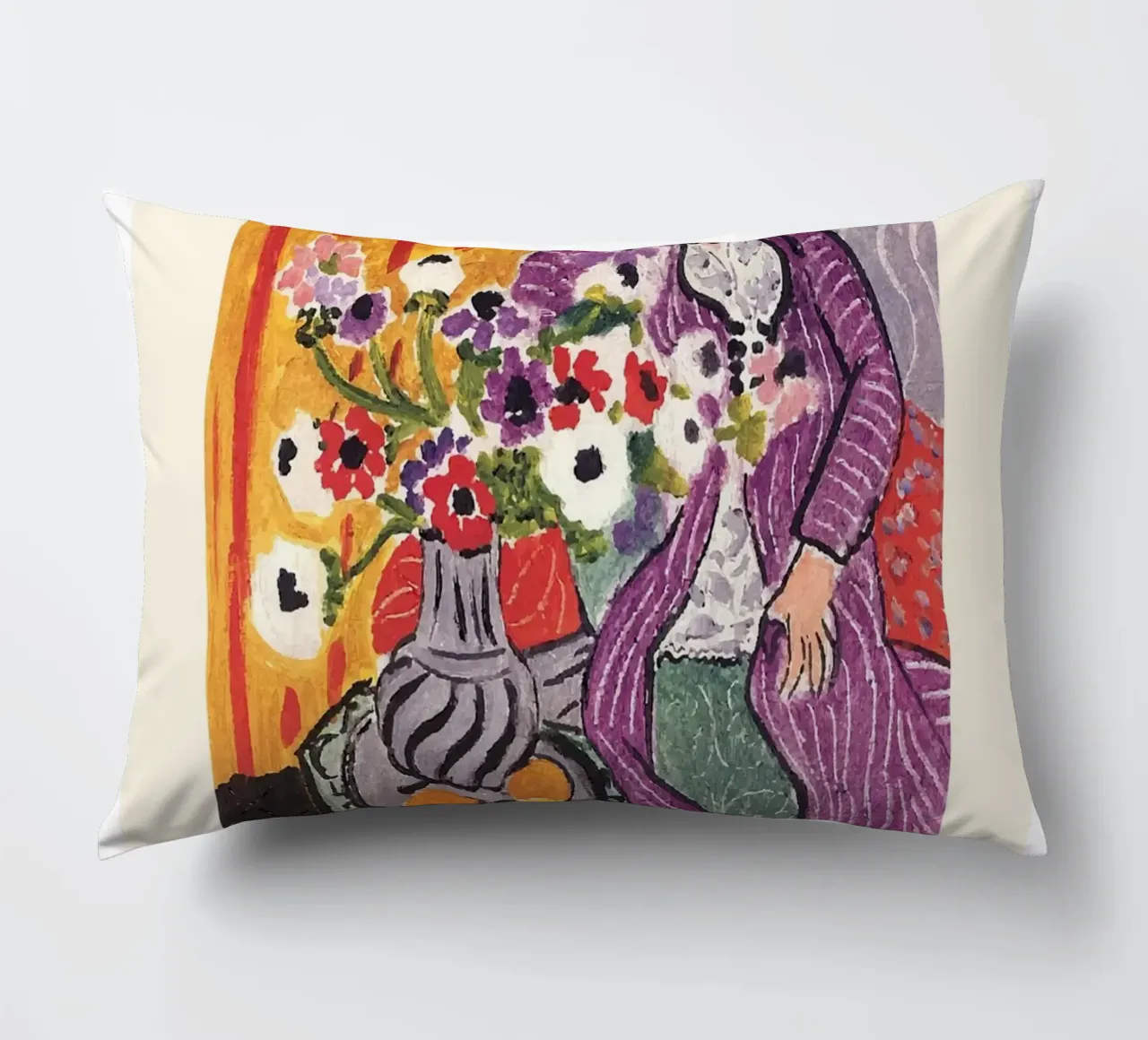 Matisse "Robe Violette et Anémones" 1937 Print decorative cushion by homdeco