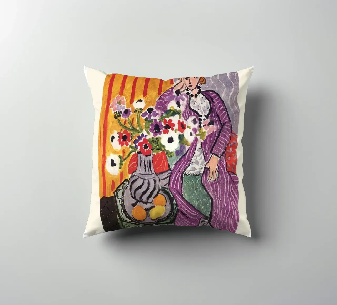 Matisse "Robe Violette et Anémones" 1937 Print decorative cushion by homdeco