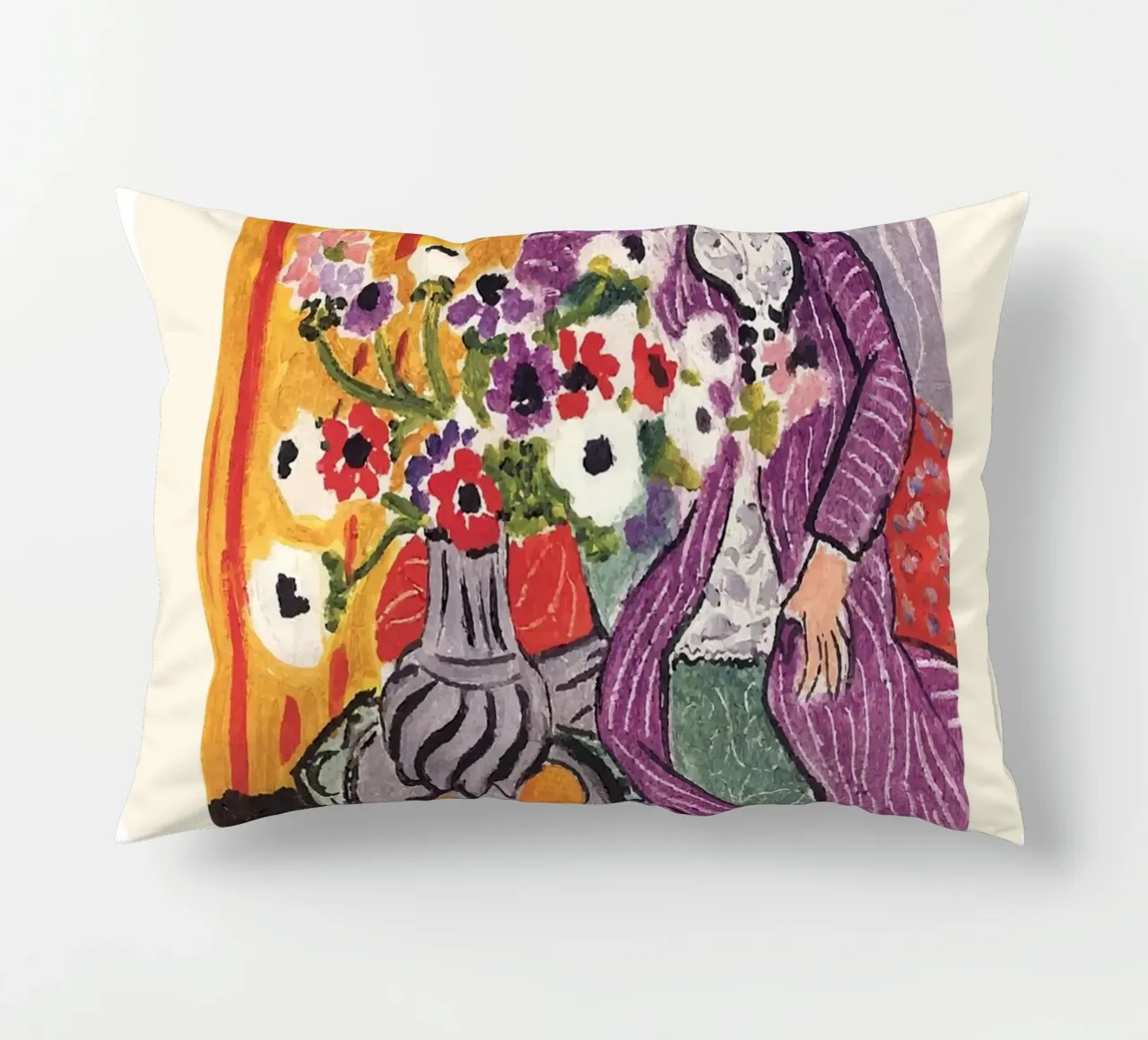Matisse "Robe Violette et Anémones" 1937 Print decorative cushion by homdeco
