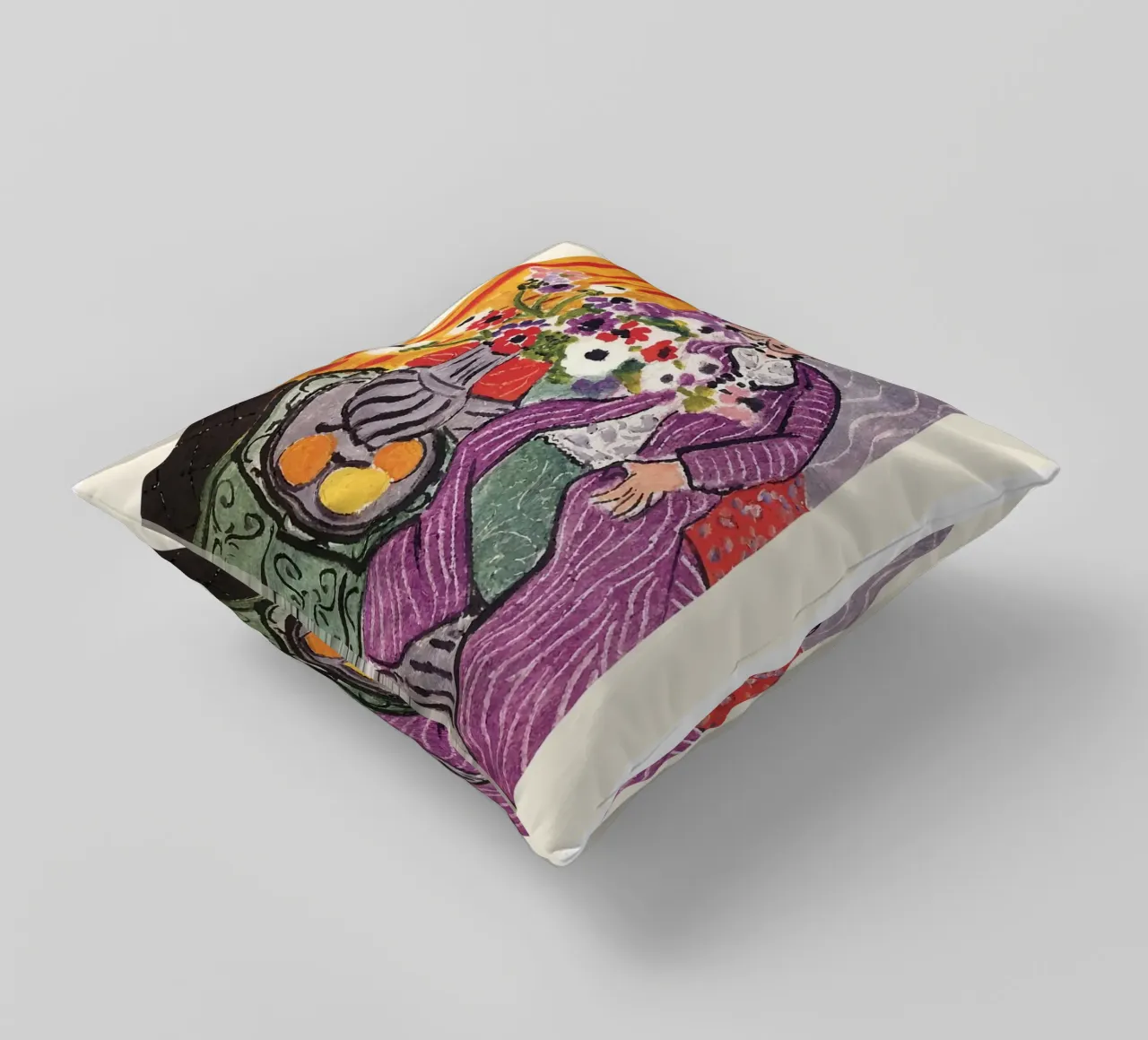 Matisse "Robe Violette et Anémones" 1937 Print decorative cushion by homdeco