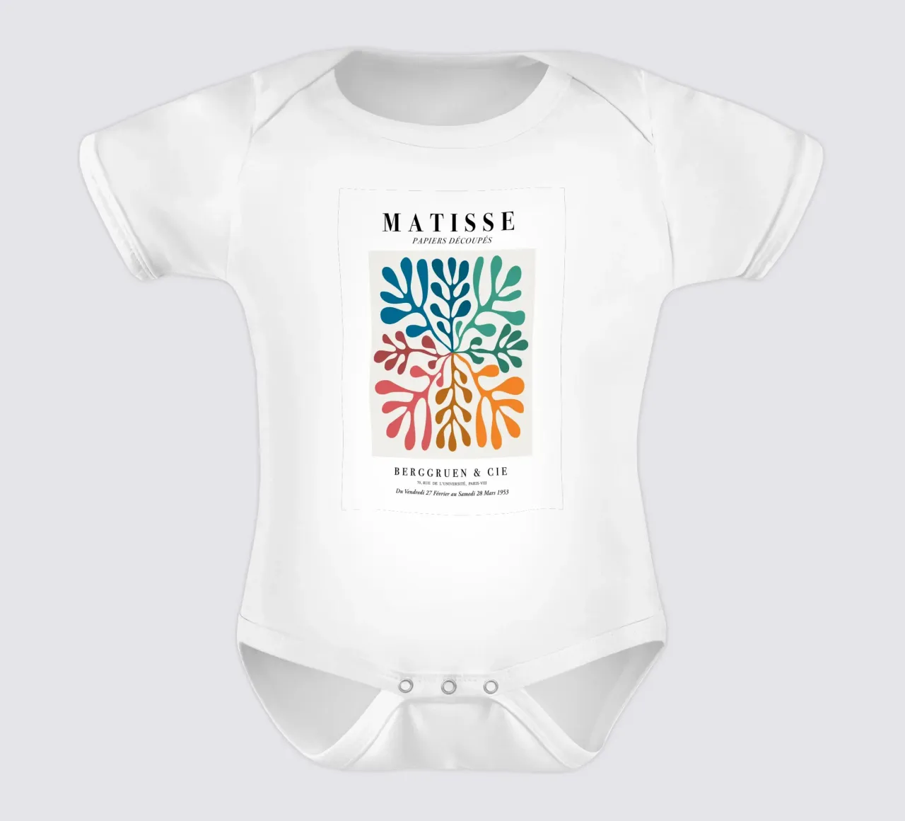 Matisse "Papiers Découpés" Vibrant Botanical Vortex Print short-sleeve baby romper by homdeco