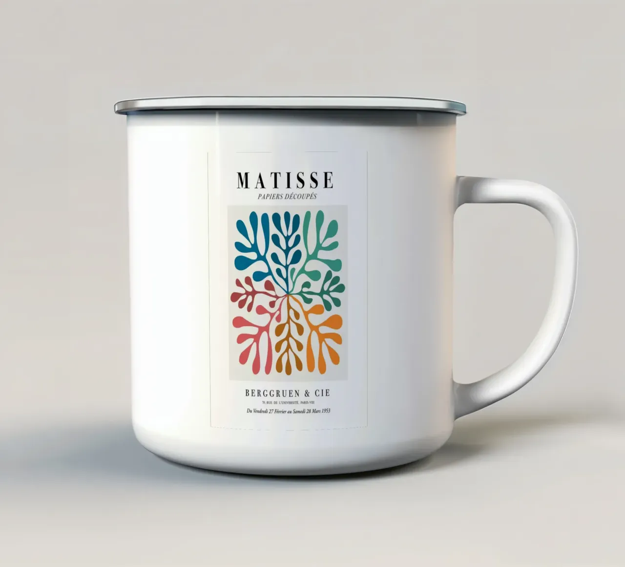 Matisse "Papiers Découpés" Vibrant Botanical Vortex Print enamel mug by homdeco