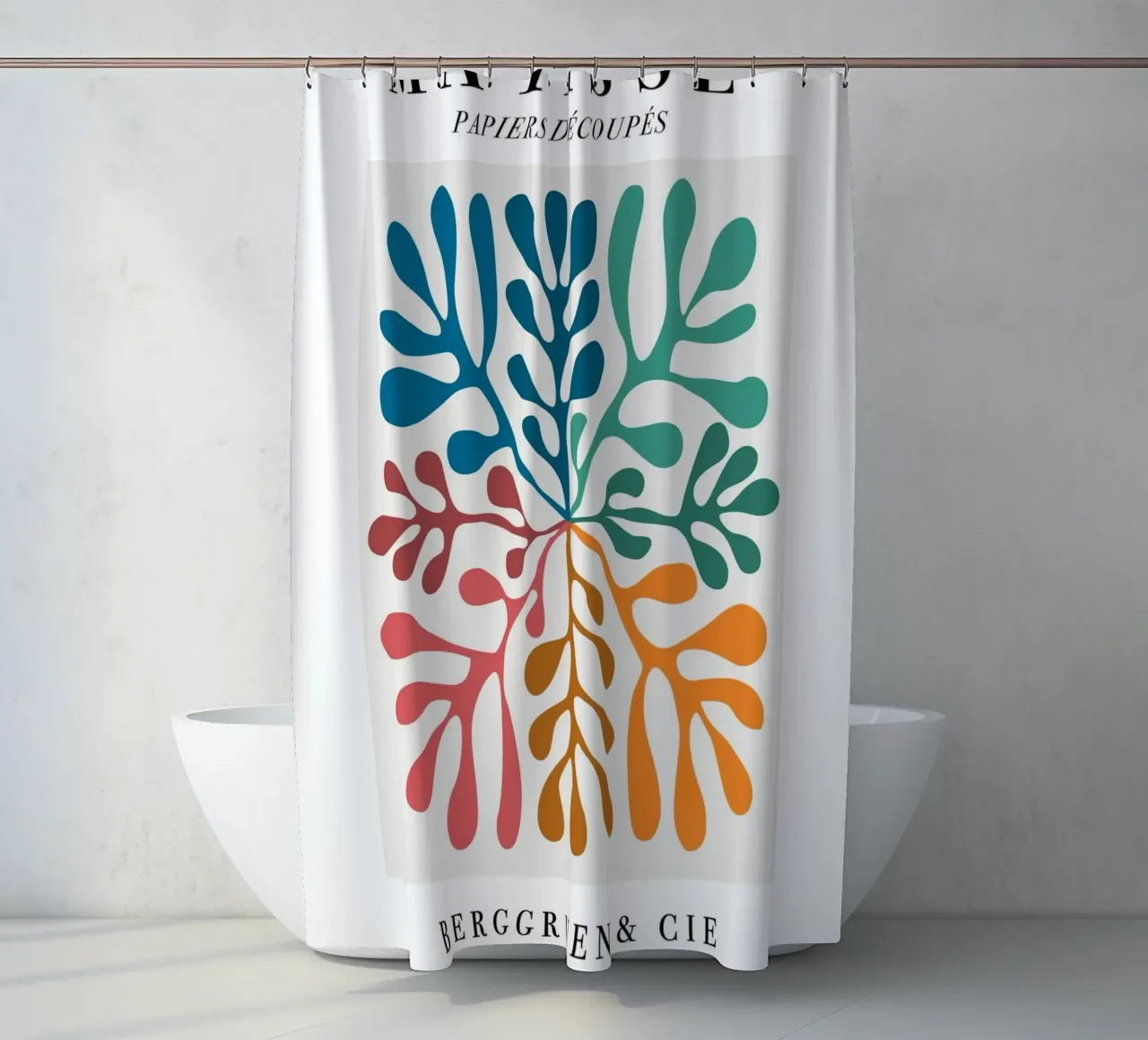 Matisse "Papiers Découpés" Vibrant Botanical Vortex Print shower curtain by homdeco