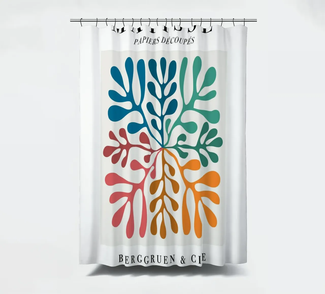 Matisse "Papiers Découpés" Vibrant Botanical Vortex Print shower curtain by homdeco