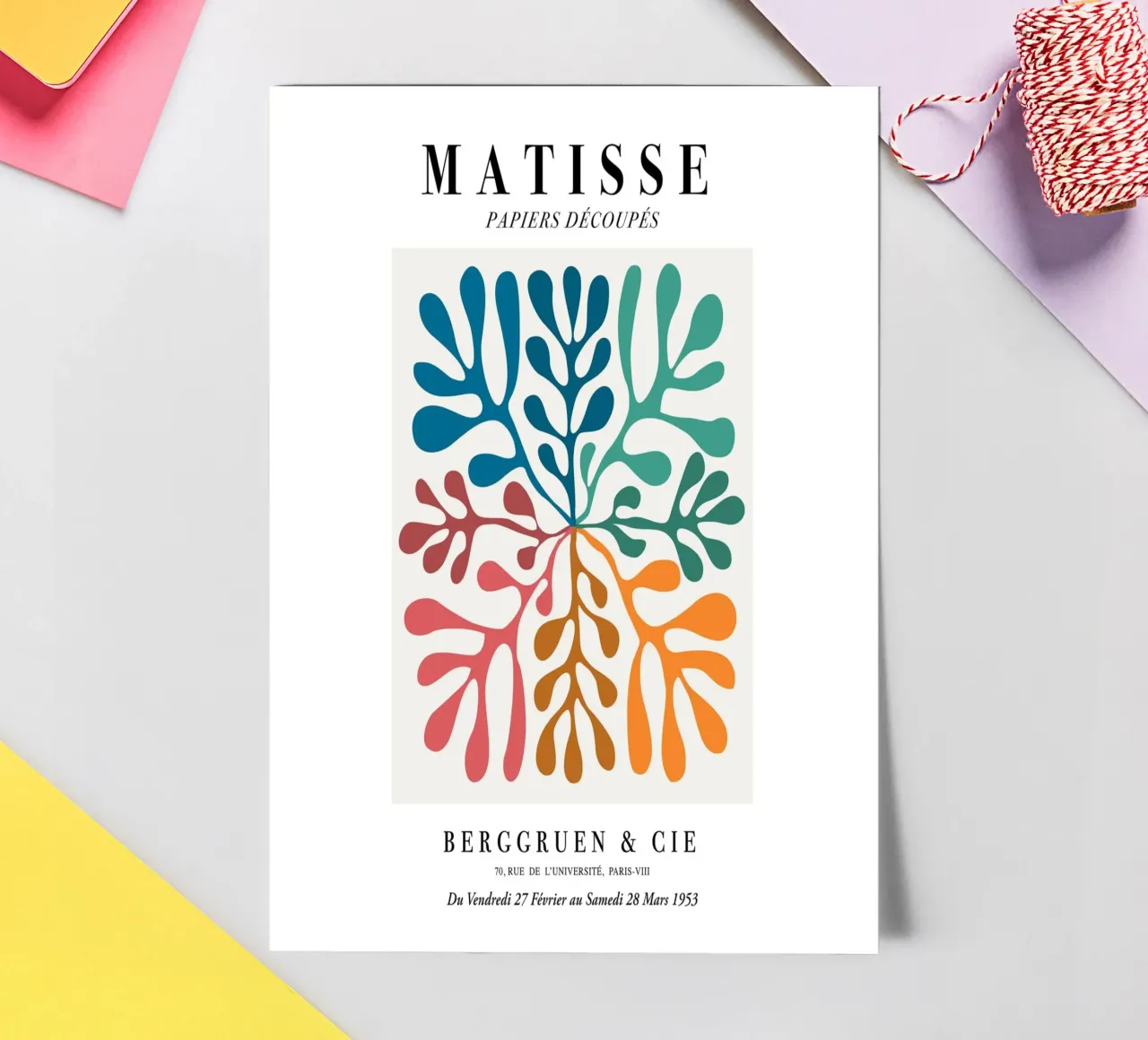 Matisse "Papiers Découpés" Vibrant Botanical Vortex Print sticker sheet by homdeco
