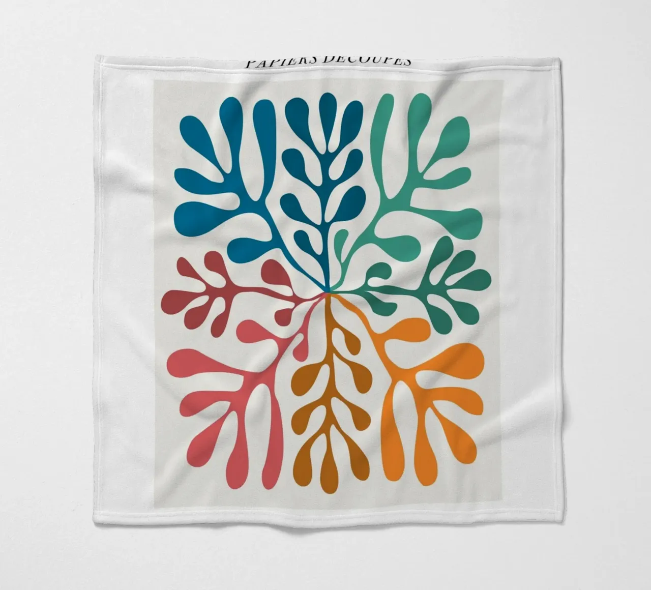 Matisse "Papiers Découpés" Vibrant Botanical Vortex Print fleece blanket by homdeco