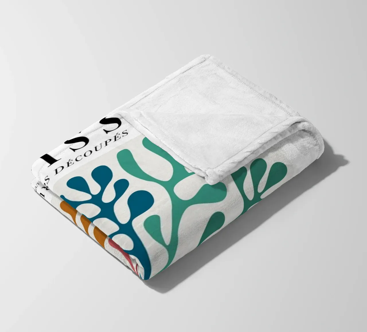 Matisse "Papiers Découpés" Vibrant Botanical Vortex Print fleece blanket by homdeco