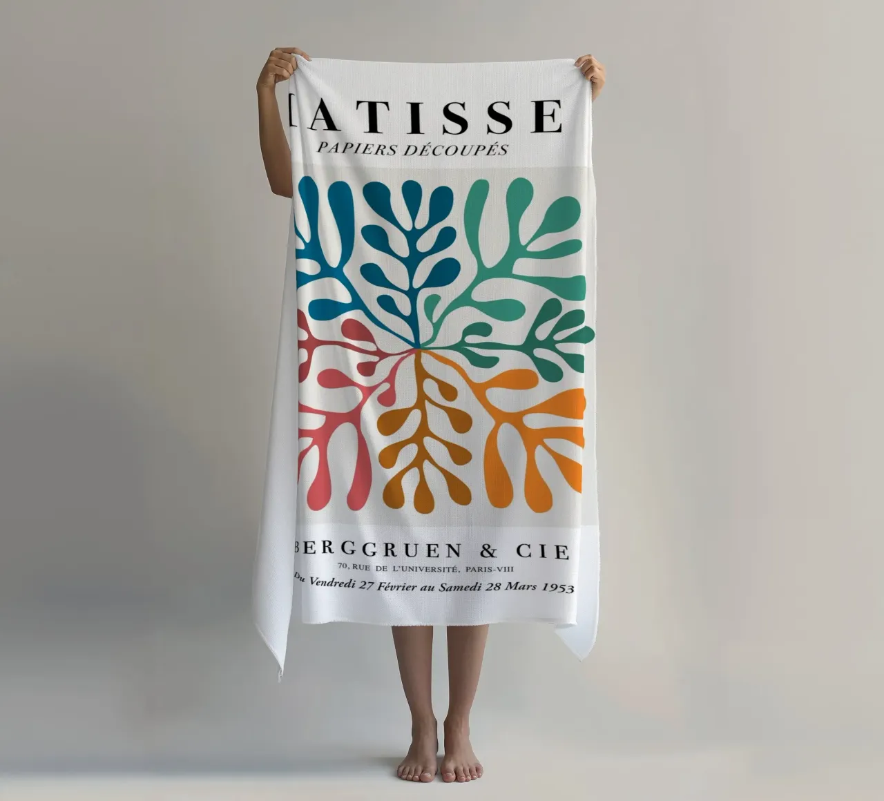 Matisse "Papiers Découpés" Vibrant Botanical Vortex Print beach towel by homdeco