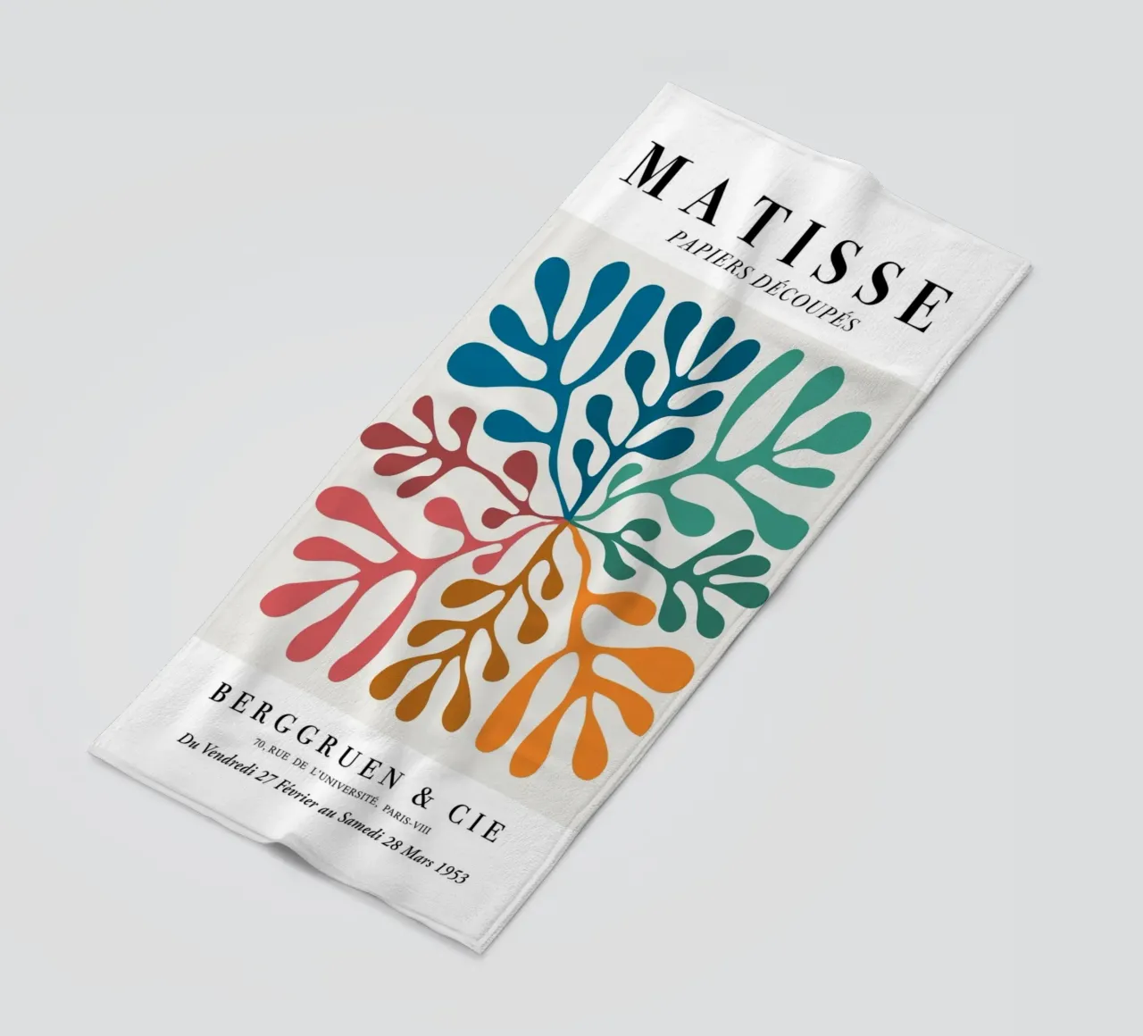 Matisse "Papiers Découpés" Vibrant Botanical Vortex Print beach towel by homdeco