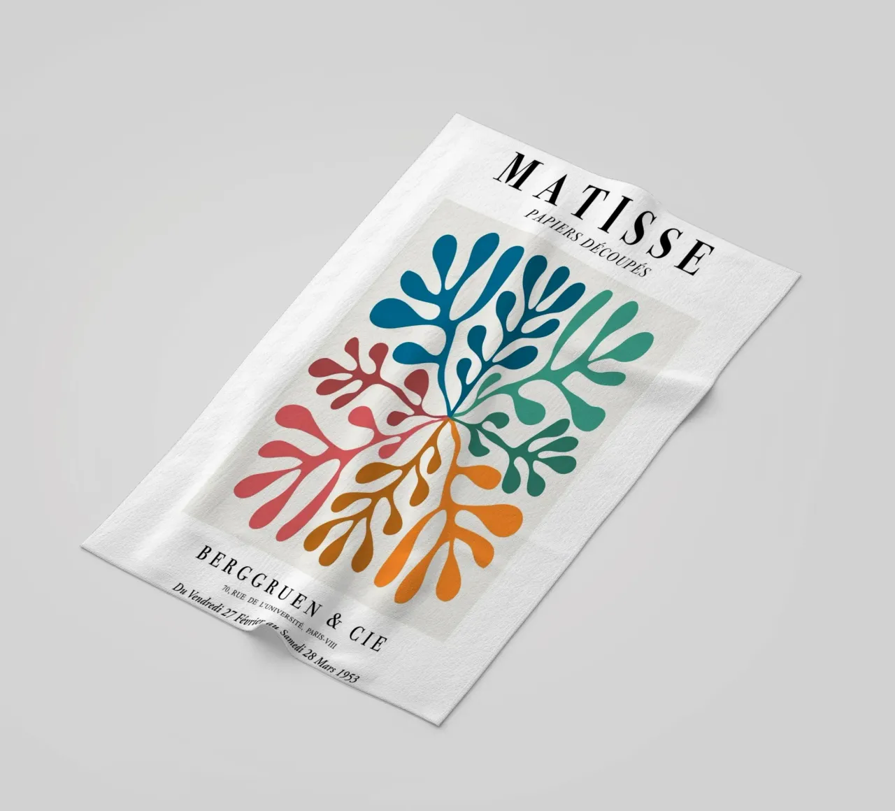 Matisse "Papiers Découpés" Vibrant Botanical Vortex Print beach towel by homdeco