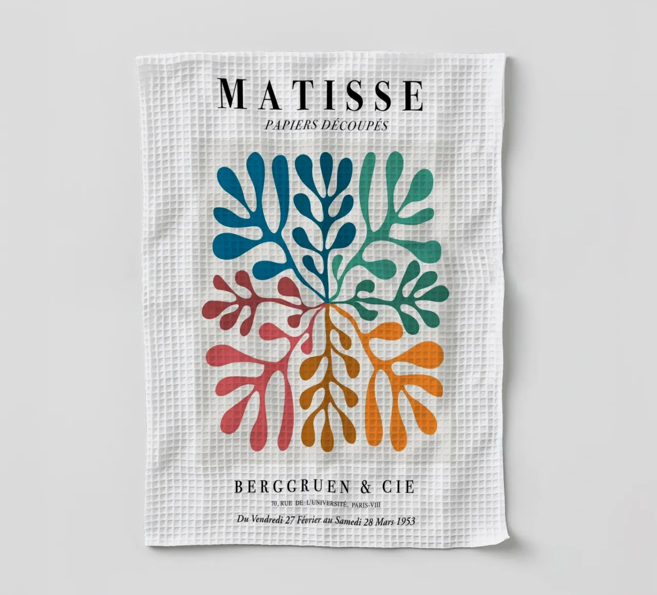 Matisse "Papiers Découpés" Vibrant Botanical Vortex Print tea towel by homdeco
