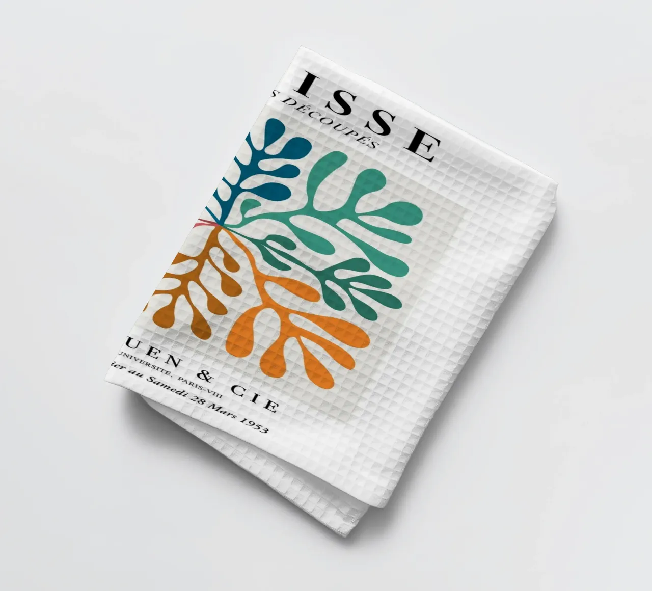 Matisse "Papiers Découpés" Vibrant Botanical Vortex Print tea towel by homdeco