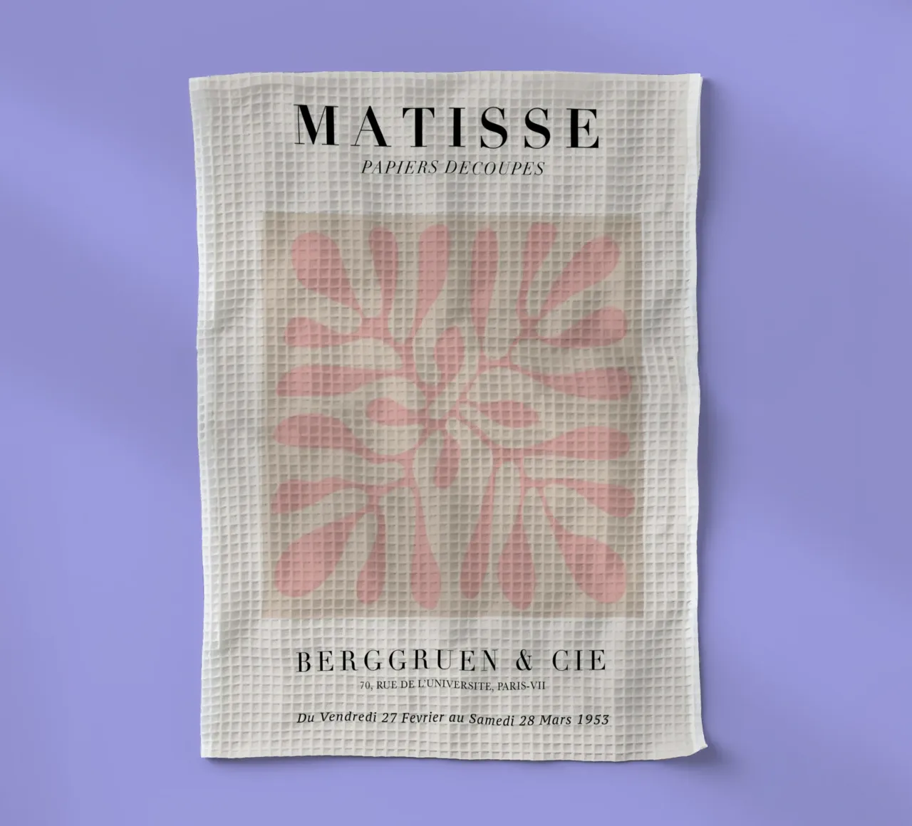 Matisse "Papiers Découpés" Pink Organic Forms Print tea towel by homdeco