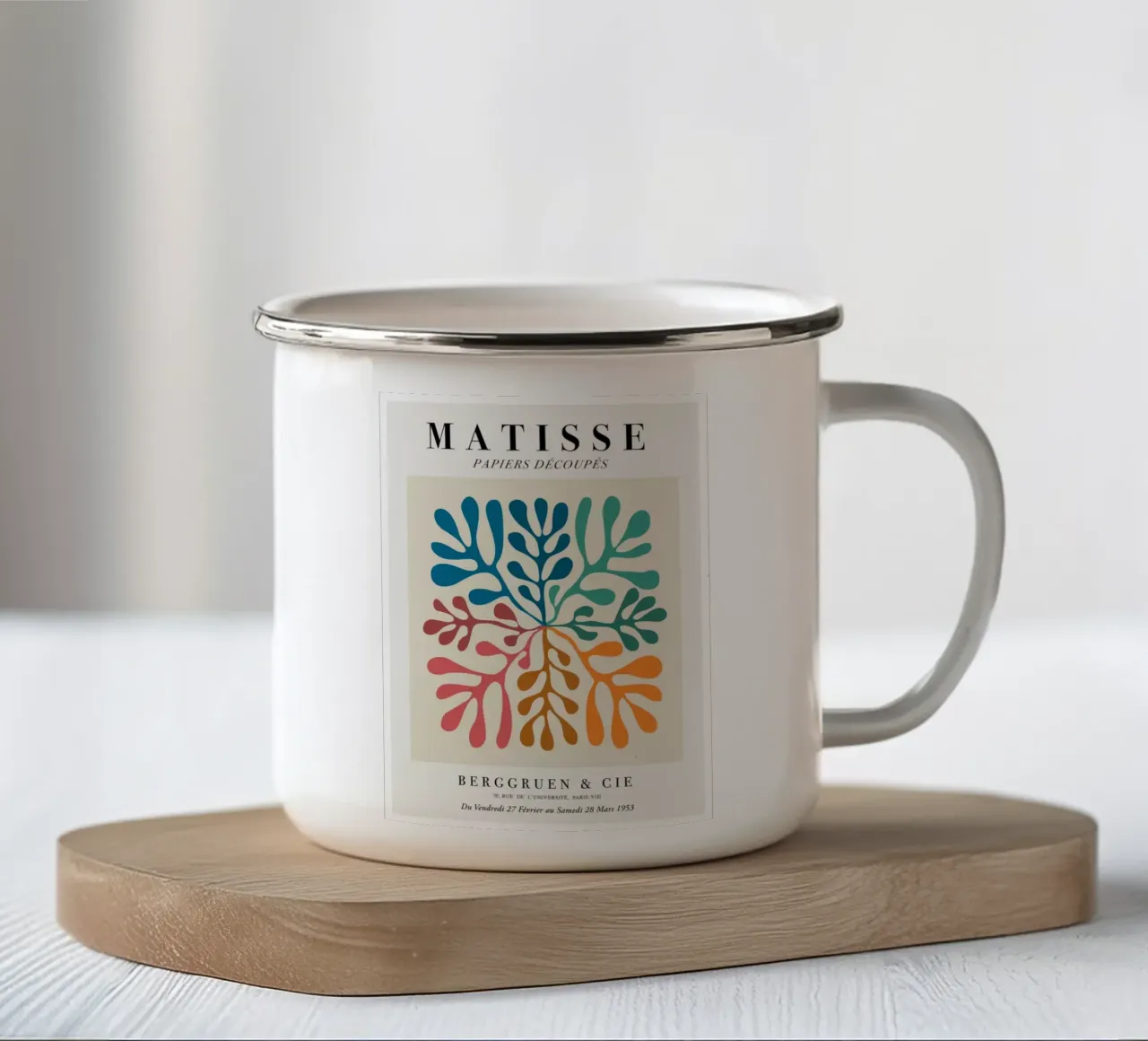 Matisse "Papiers Découpés" Vibrant Organic Shapes Print enamel mug by homdeco