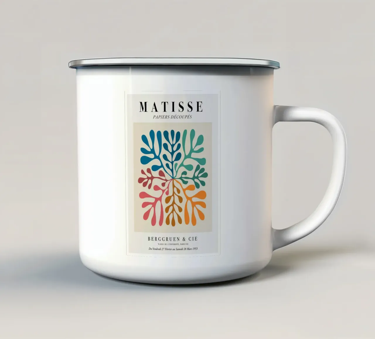 Matisse "Papiers Découpés" Vibrant Organic Shapes Print enamel mug by homdeco