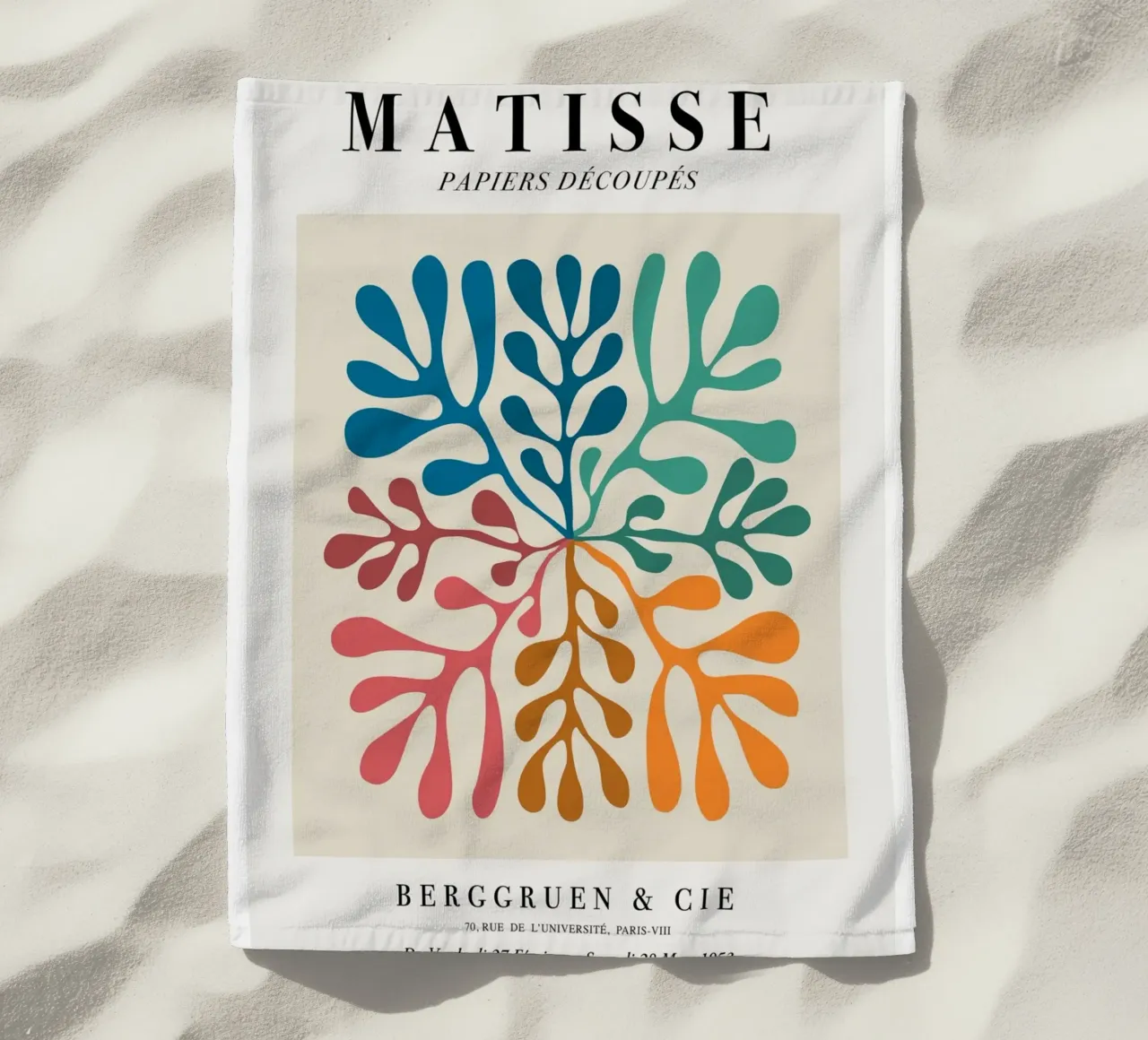 Matisse "Papiers Découpés" Vibrant Organic Shapes Print beach towel by homdeco