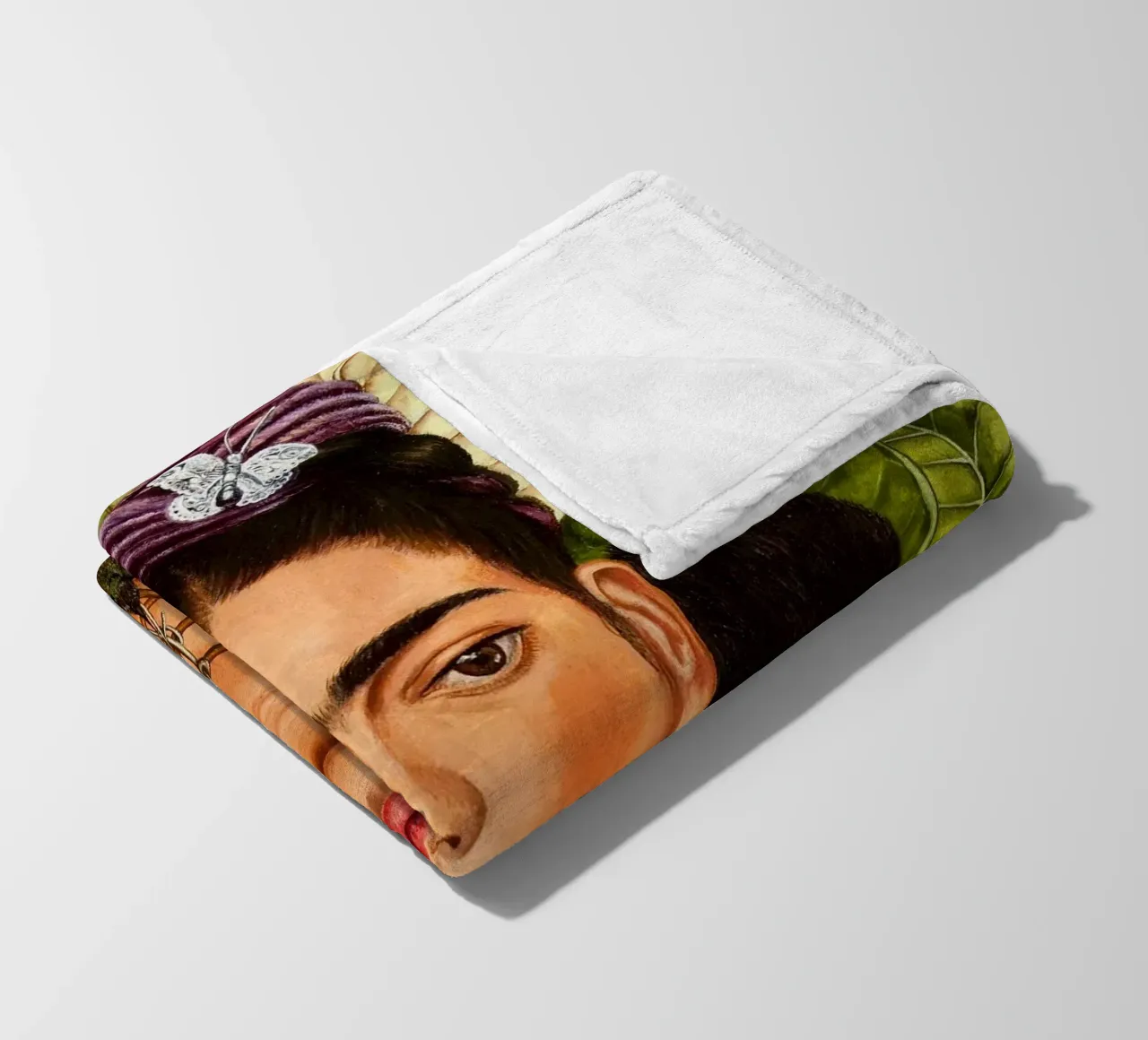 Zelfportret met hoornketting en kolibrie van Frida Khalo fleecedeken van Venus Art