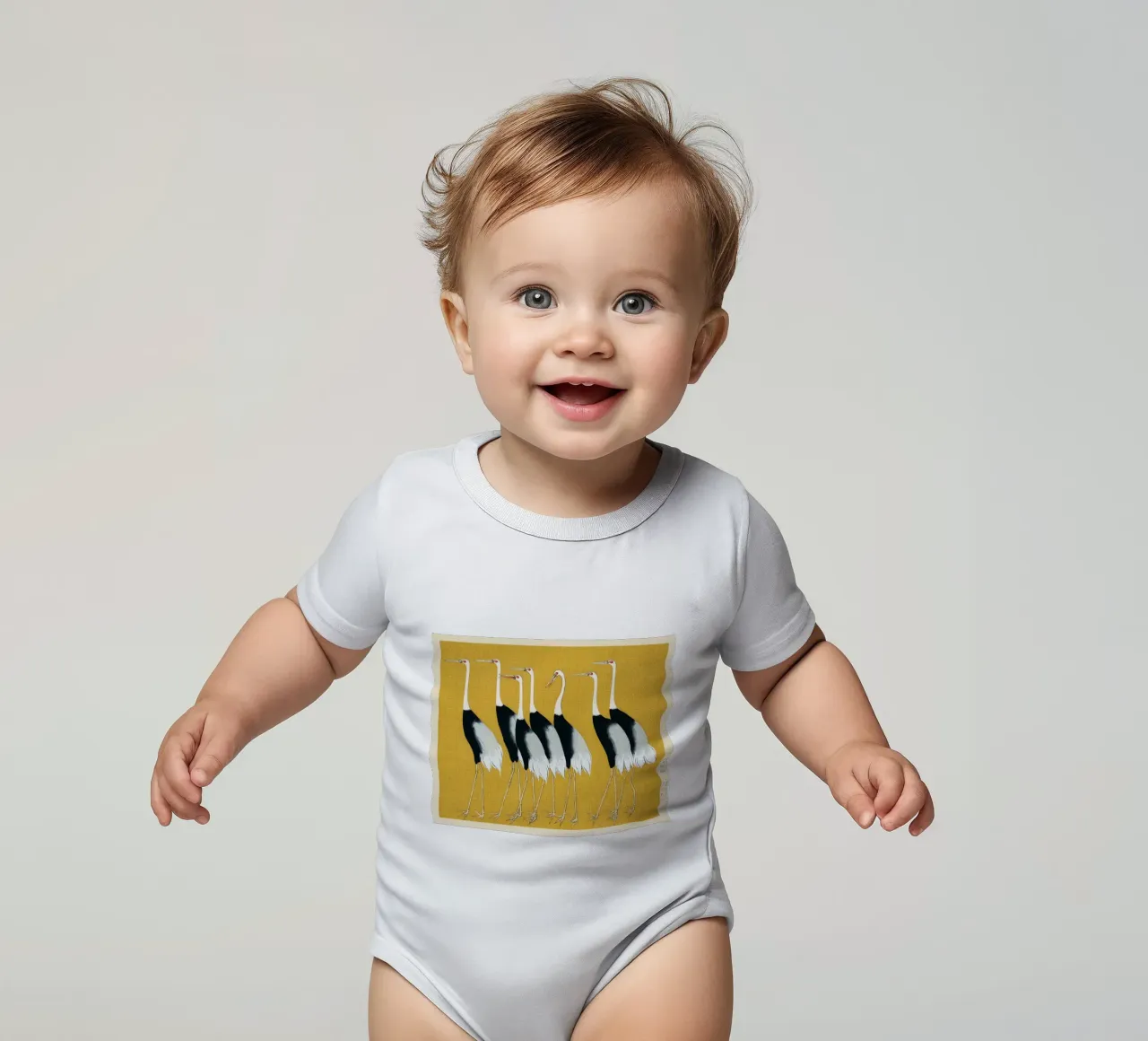 Japanese red-crowned crane by Ogata Kōrin short-sleeve baby romper by Venus Art