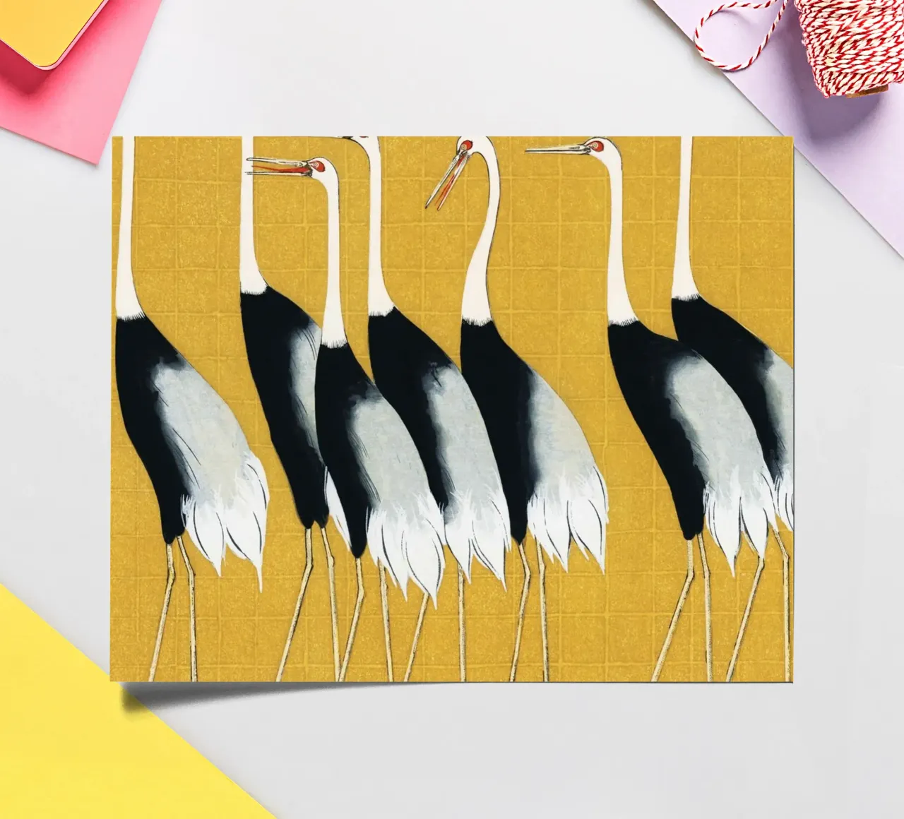 Japanese red-crowned crane by Ogata Kōrin sticker sheet by Venus Art