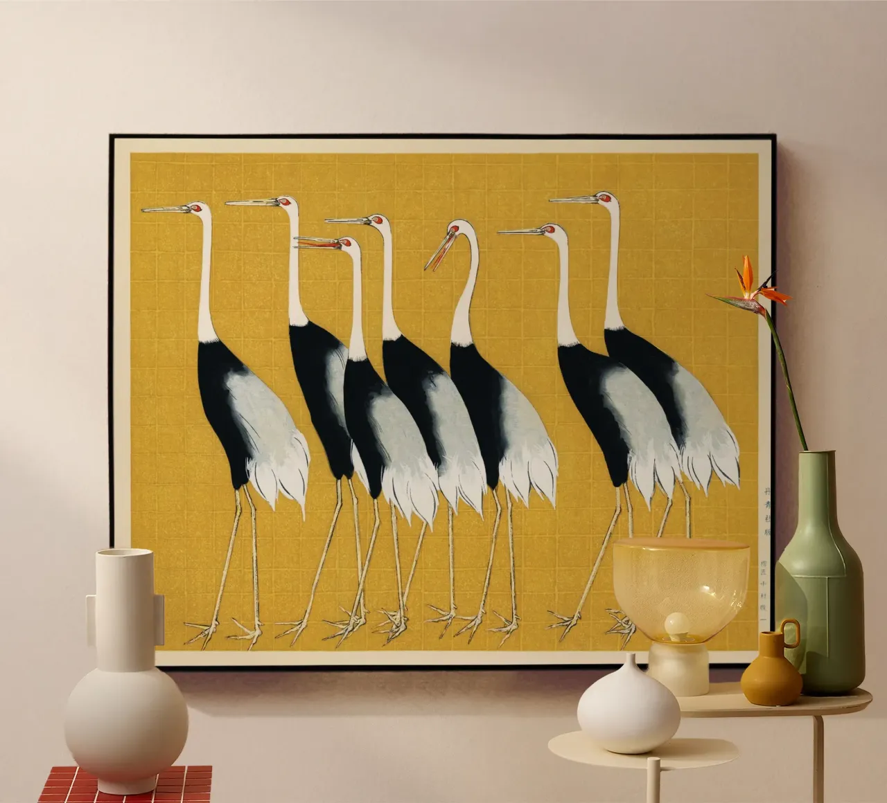 Japanese red-crowned crane by Ogata Kōrin acrylic glass by Venus Art