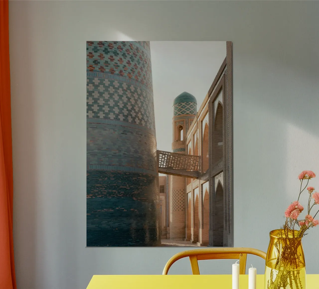 Alba e tessere di mosaico turchese in Uzbekistan poster con telaio in alluminio da Kimberley Jekel Photography