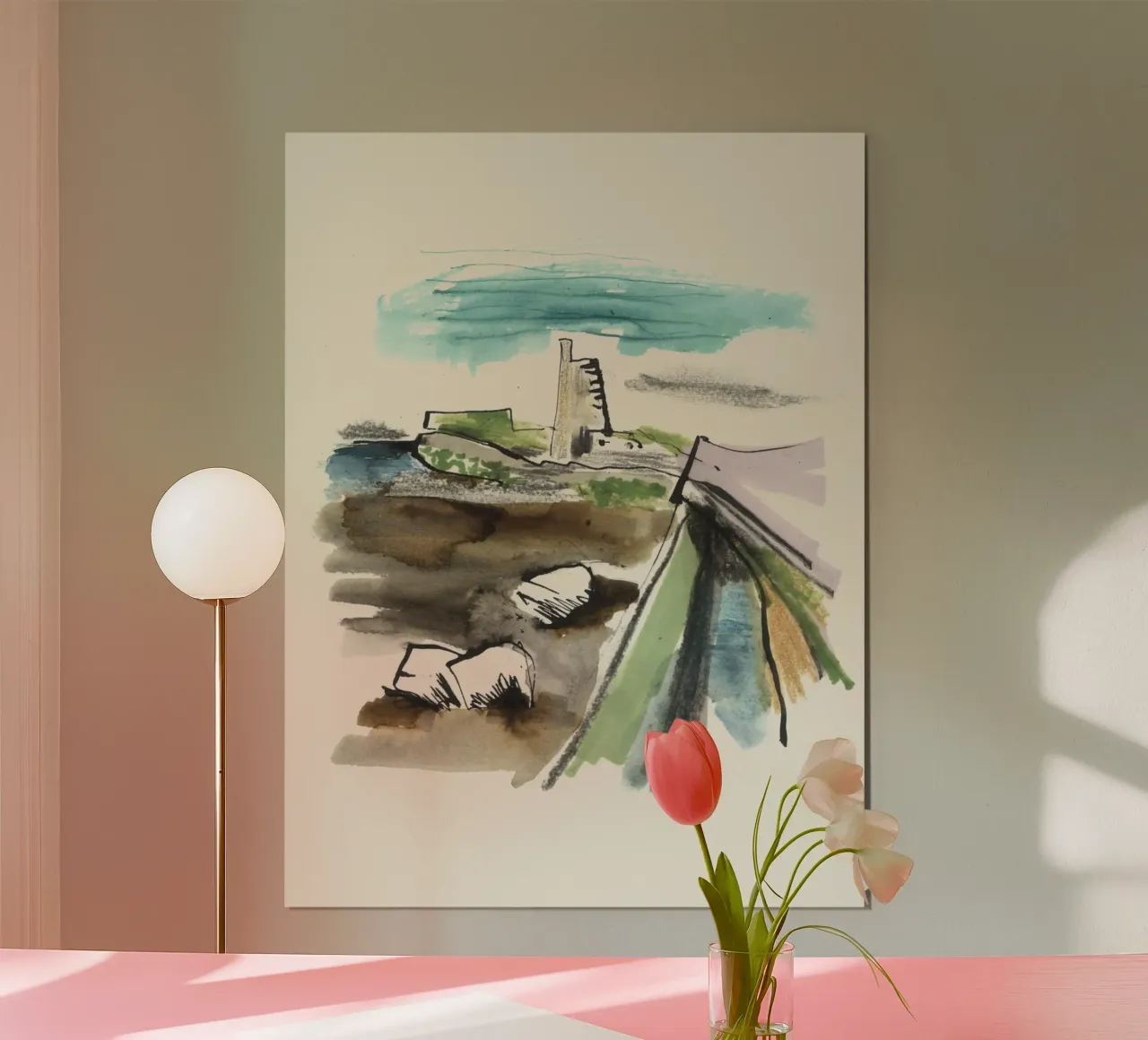 Saint-Vaast-la-Hougue. schizzo a mano inchiostro/acquerello poster da ISABO Creations