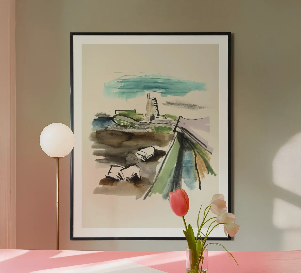 Saint-Vaast-la-Hougue. schizzo a mano inchiostro/acquerello poster da ISABO Creations